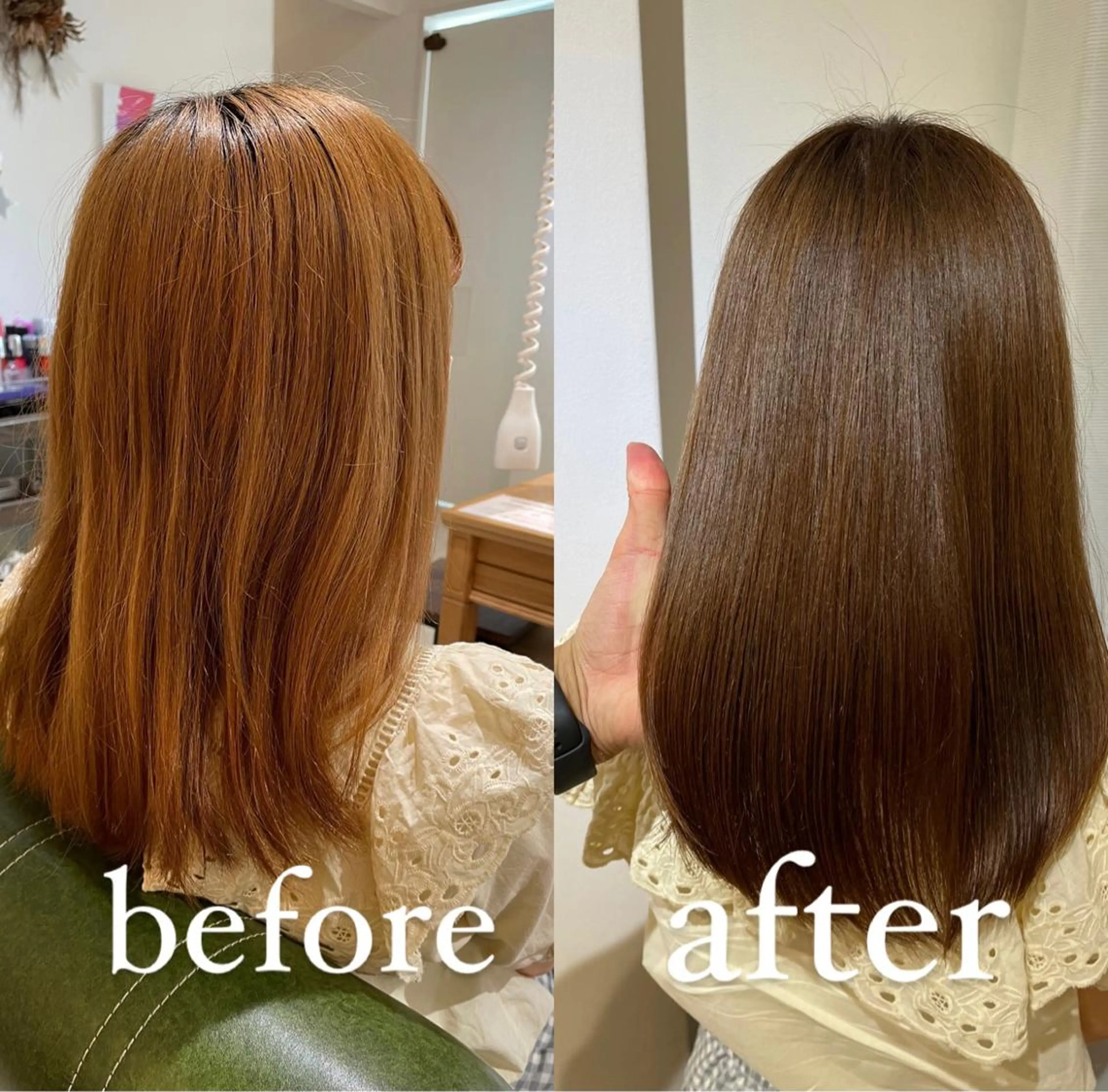 ミディアム カラー ベージュカラー ブリーチ ヘアカラー トリートメント 過去一の柔髪ヘア 🌿IVYjoureのヘアスタイル