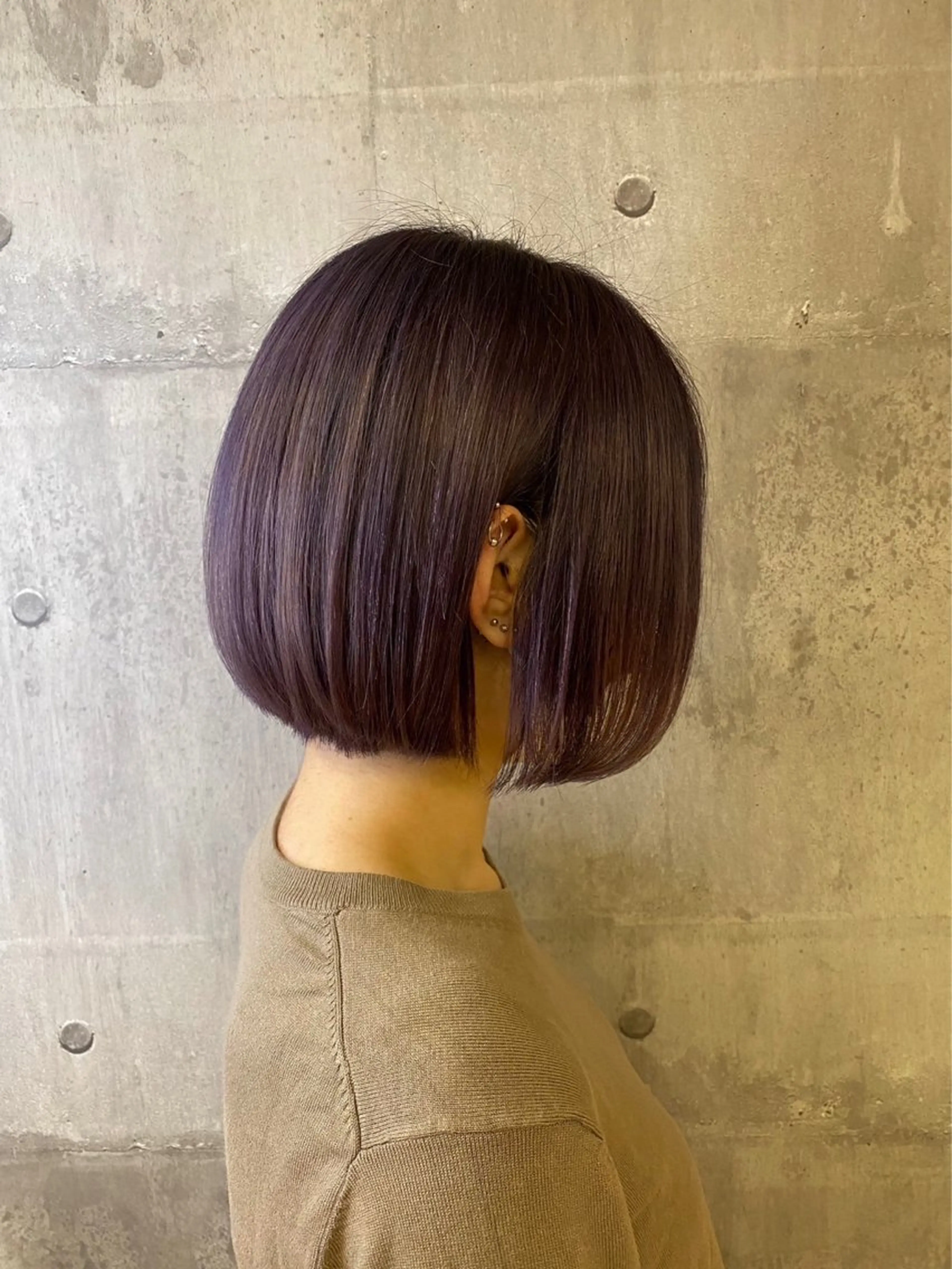 ミディアム カラー ラベンダーカラー ボブ カット ヘアカラー トリートメント 髪質改善/艶髪カラー 関野文也のヘアスタイル