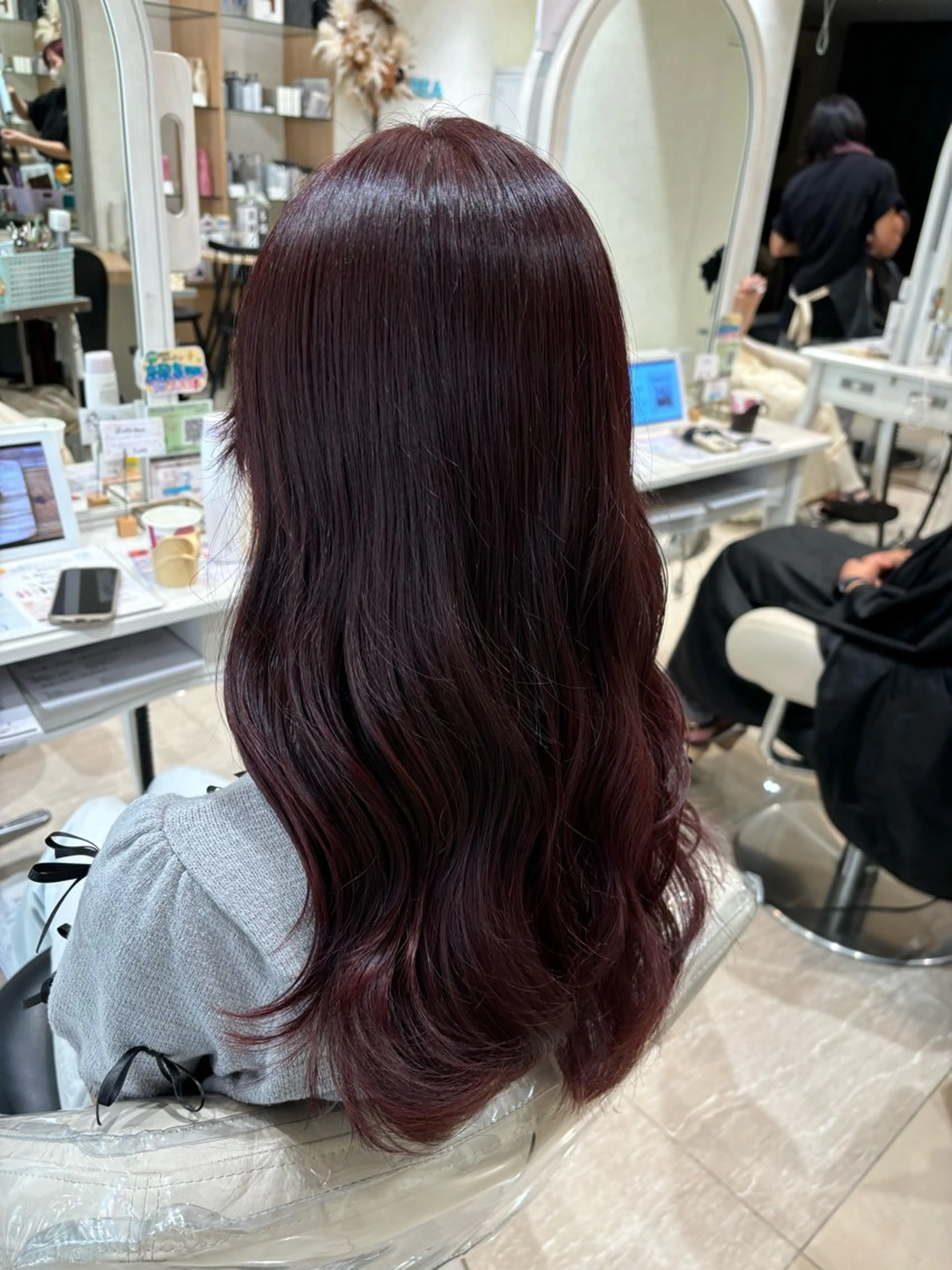 ロング カラー レッドカラー カット ヘアカラー トリートメント ぷっつりボブ🫧 タケウチアミのヘアスタイル