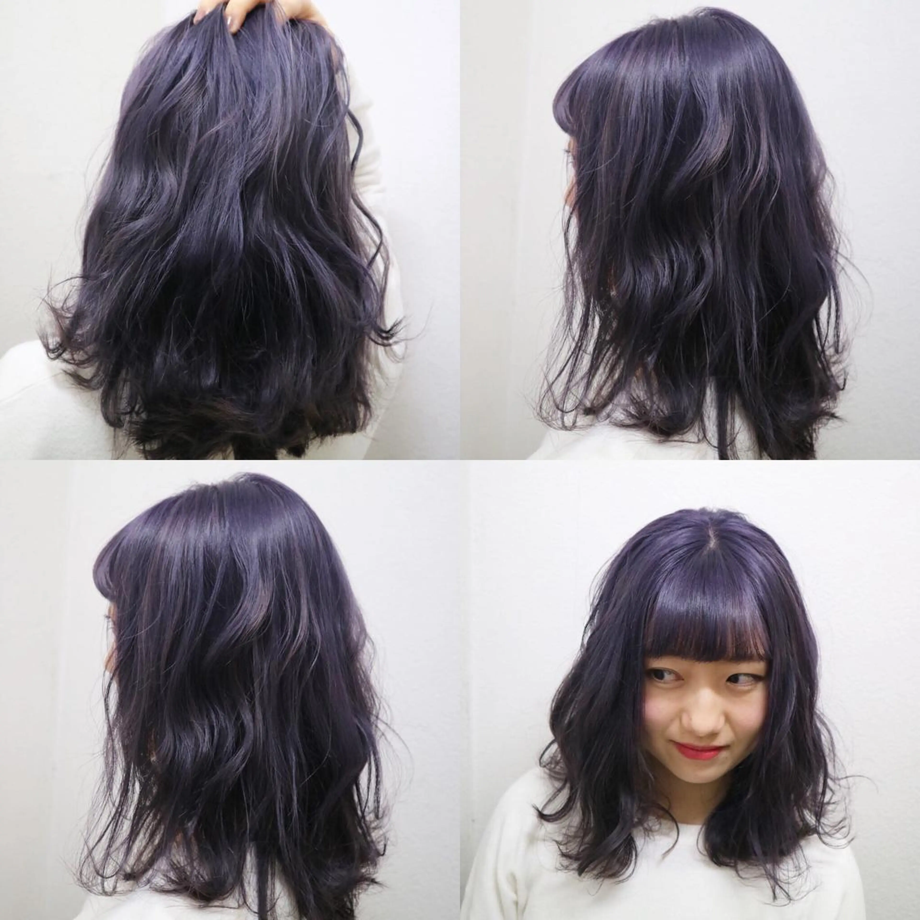 ミディアム カラー アディクシーカラー ブリーチ グレージュ パープルカラー パープルグレージュ ヘアカラー JIL BLAN 京都のヘアスタイル