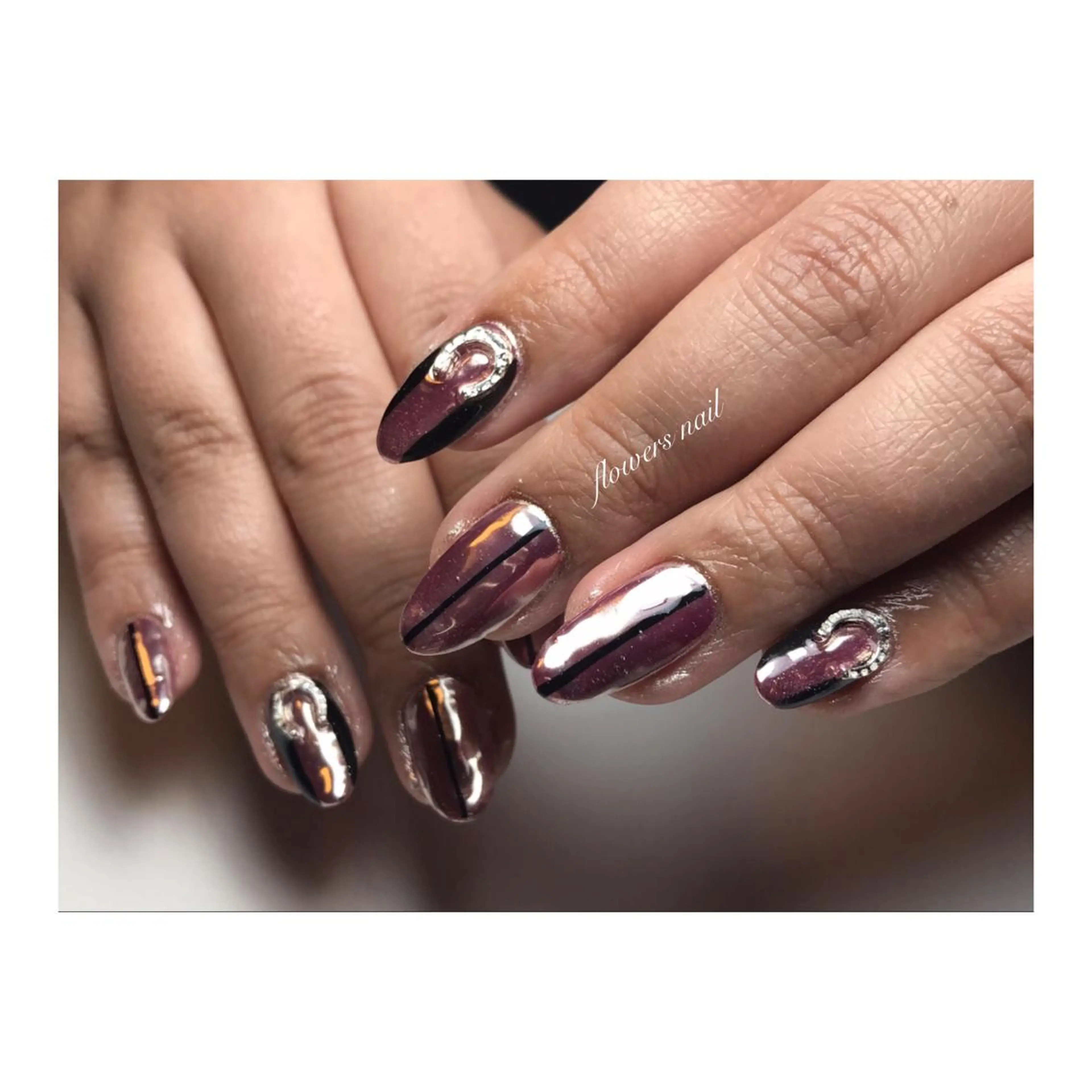 ネイル ミラーネイル ピンク flowers nailのネイルデザイン