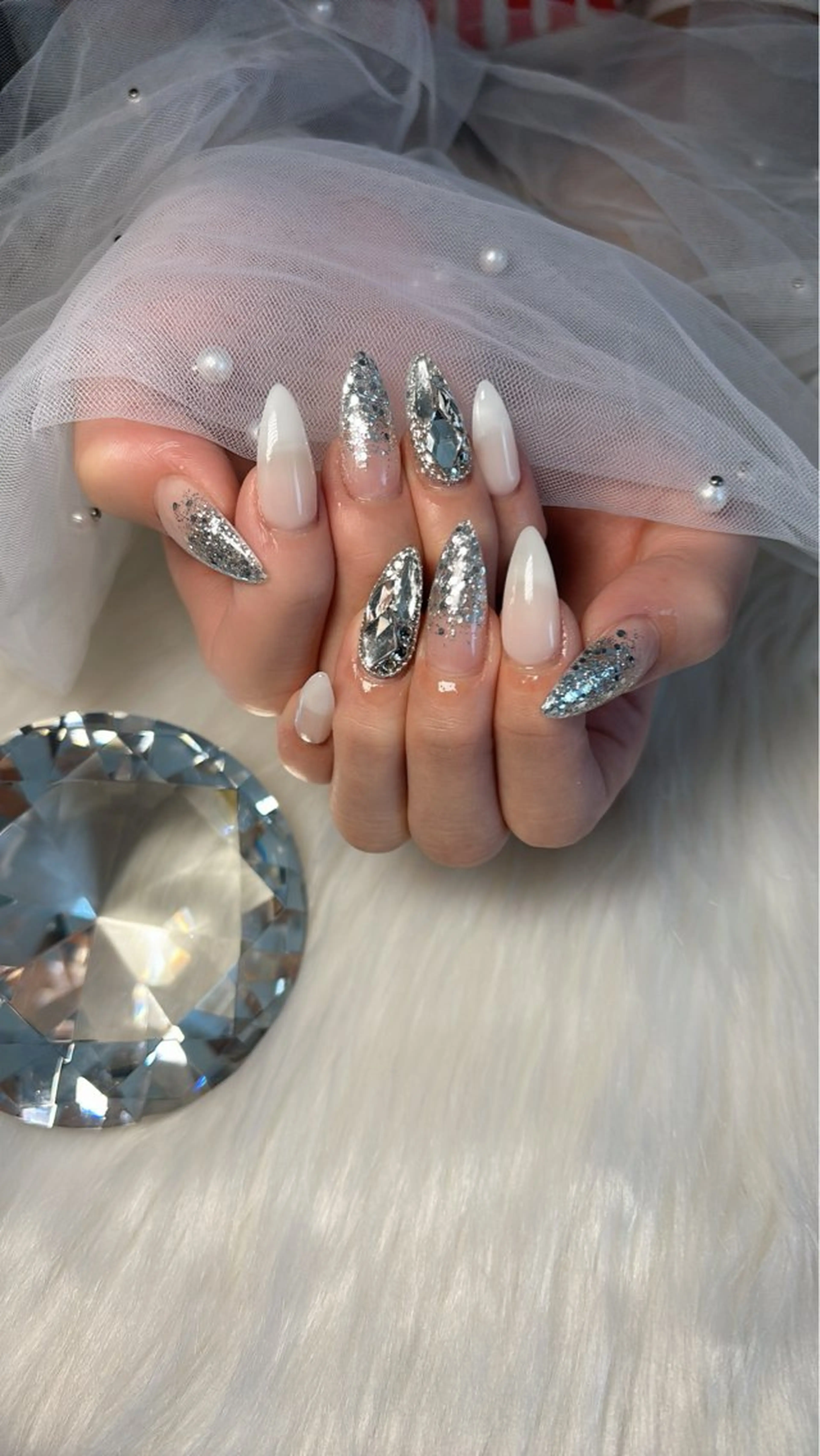 🩵オフ有り)Gel-Xチップ長さ出し　2本アートの写真