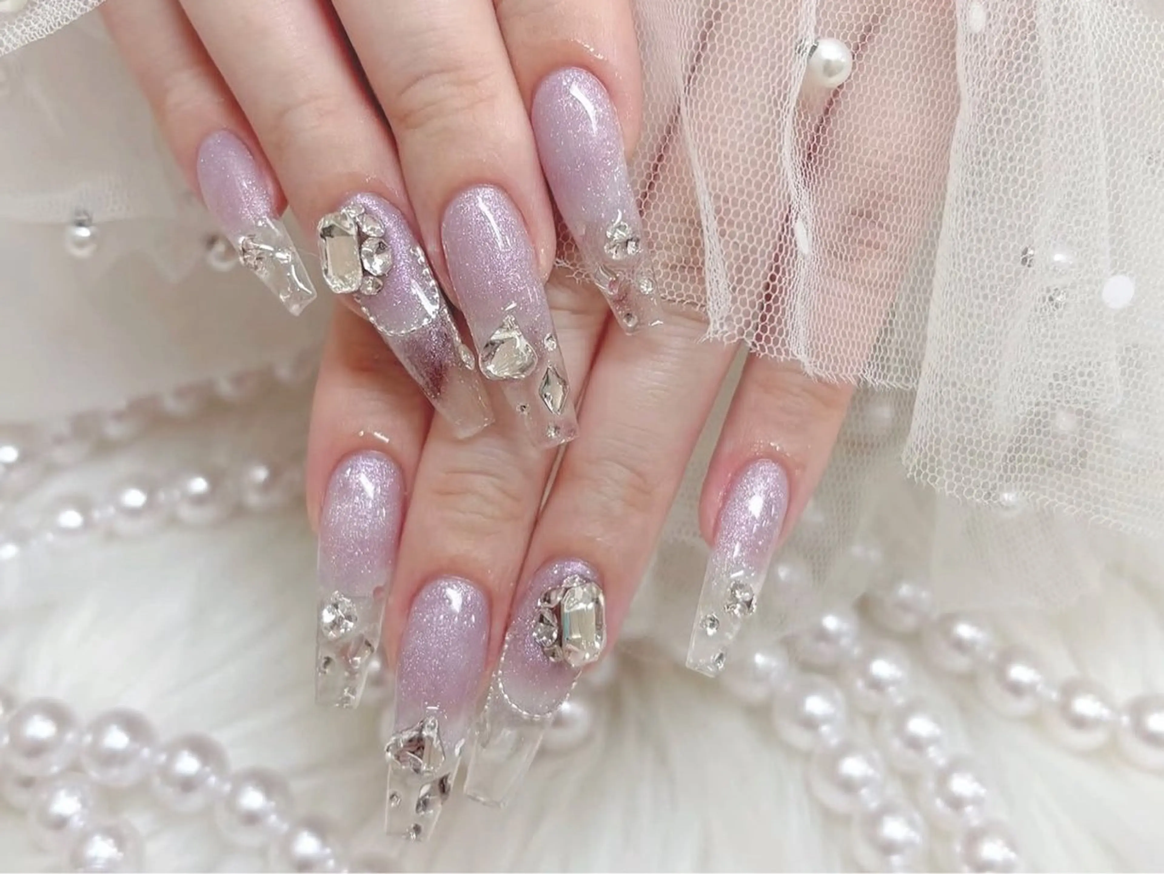 ロング 韓国風ヘア ハンドネイル NOA NAILのネイルデザイン