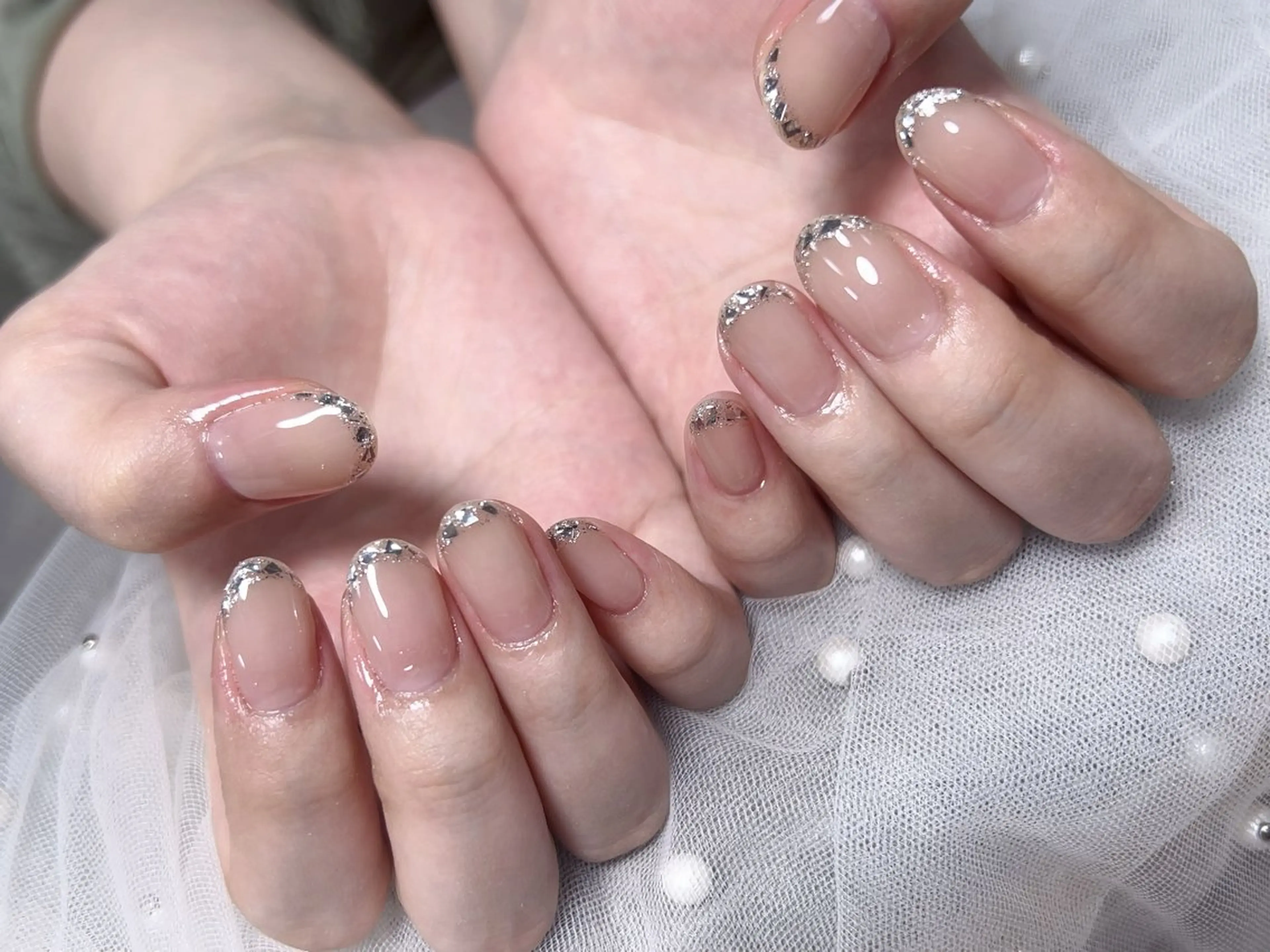ネイル フレンチネイル ガラスフレンチ ハンドネイル Nail NaNaのネイルデザイン