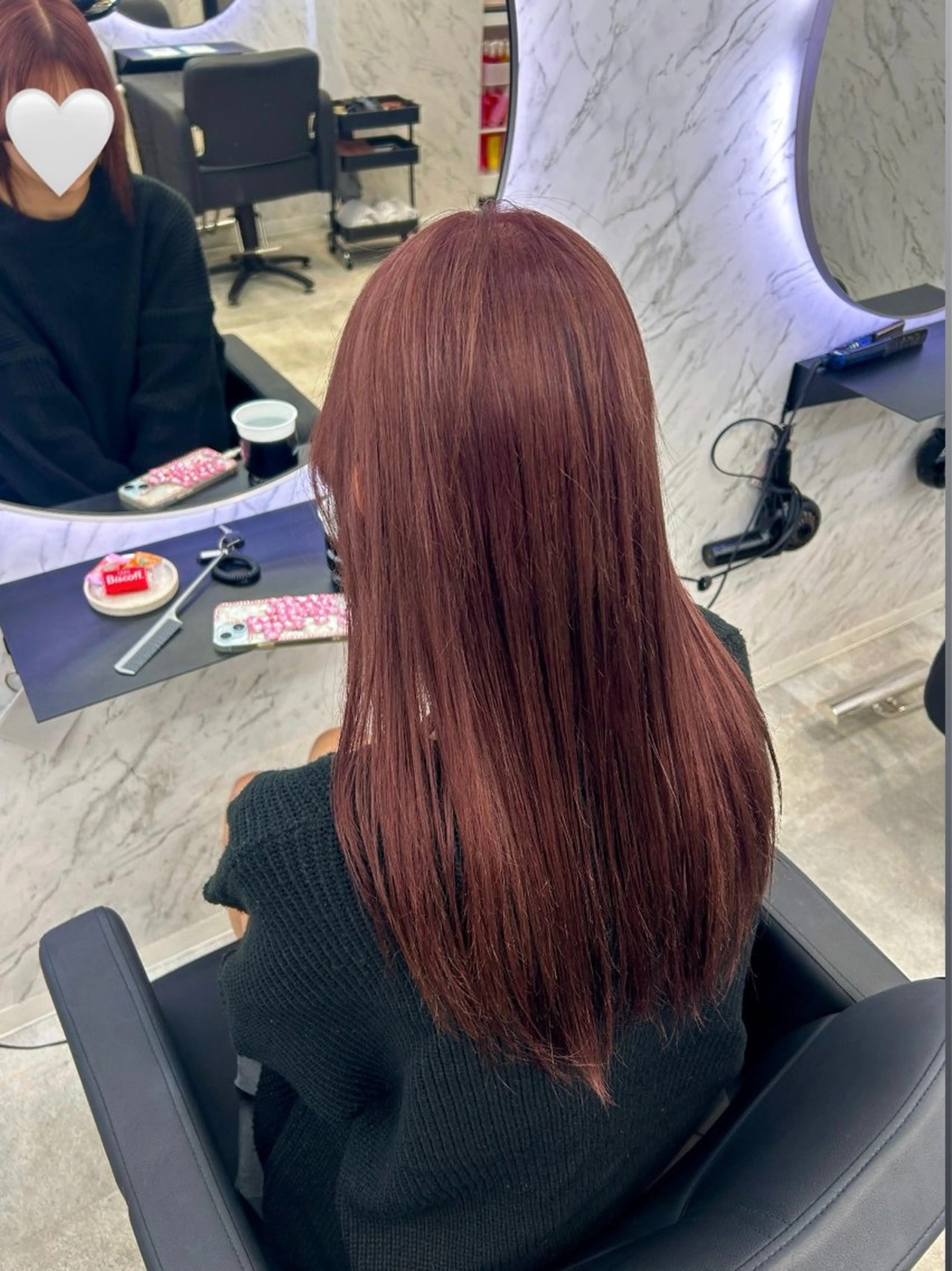 ロング カラー レッドカラー 韓国艶カラー 🇰🇷💎MIUのヘアスタイル