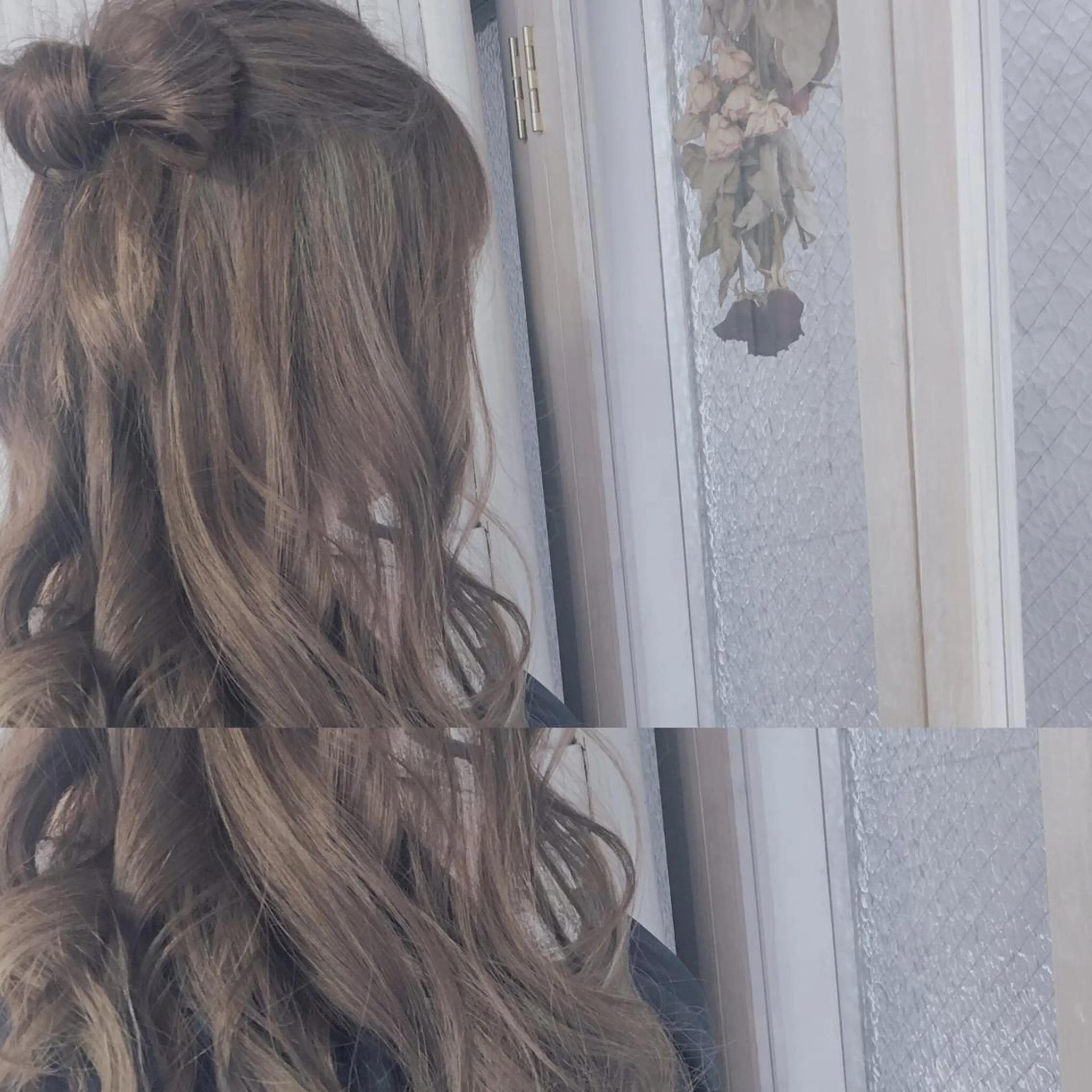 ロング カラー パーマ ヘアアレンジ グレージュ ハイライトカラー ハイライト 推し活専用 【派手髪】飯野ゆかりのヘアスタイル