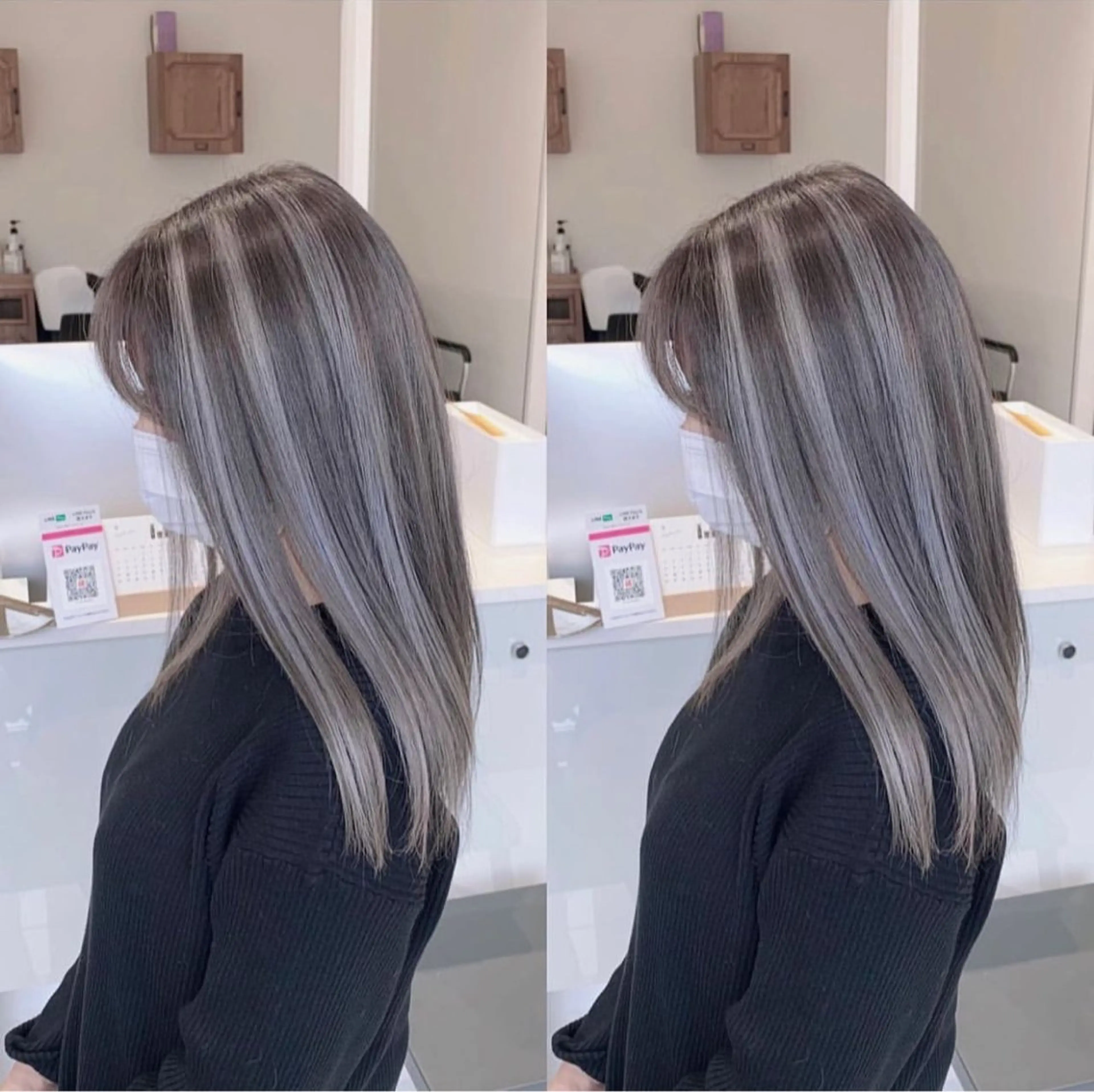 ロング カラー ブリーチ ケアブリーチ ハイライトカラー インナーカラー ハイライト ヘアカラー オフホワイトアンドなんば所属・福西 洋斗のヘアスタイル