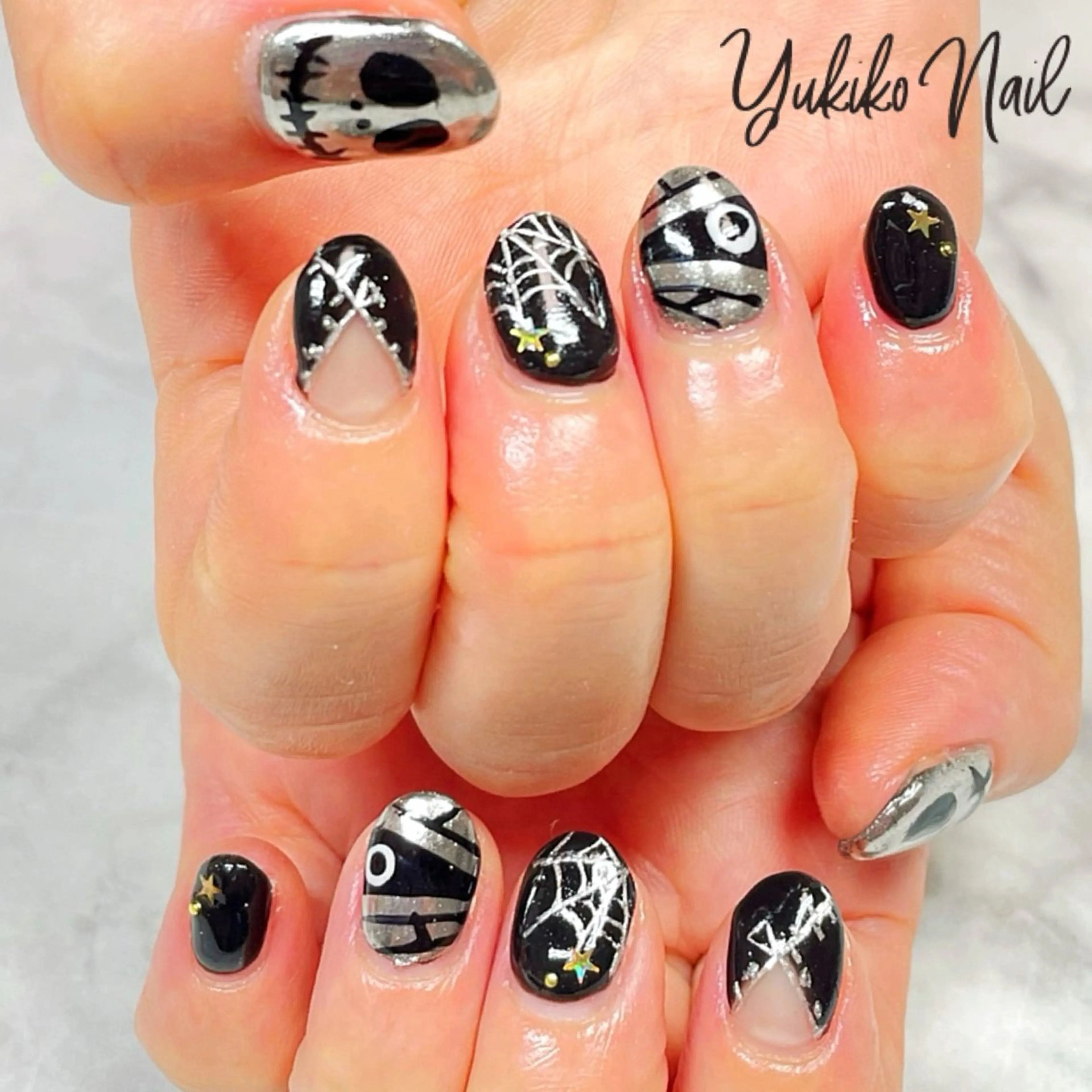 ネイル ハロウィン ラメ(グリッター) ハンドネイル ユキコ ネイルのネイルデザイン