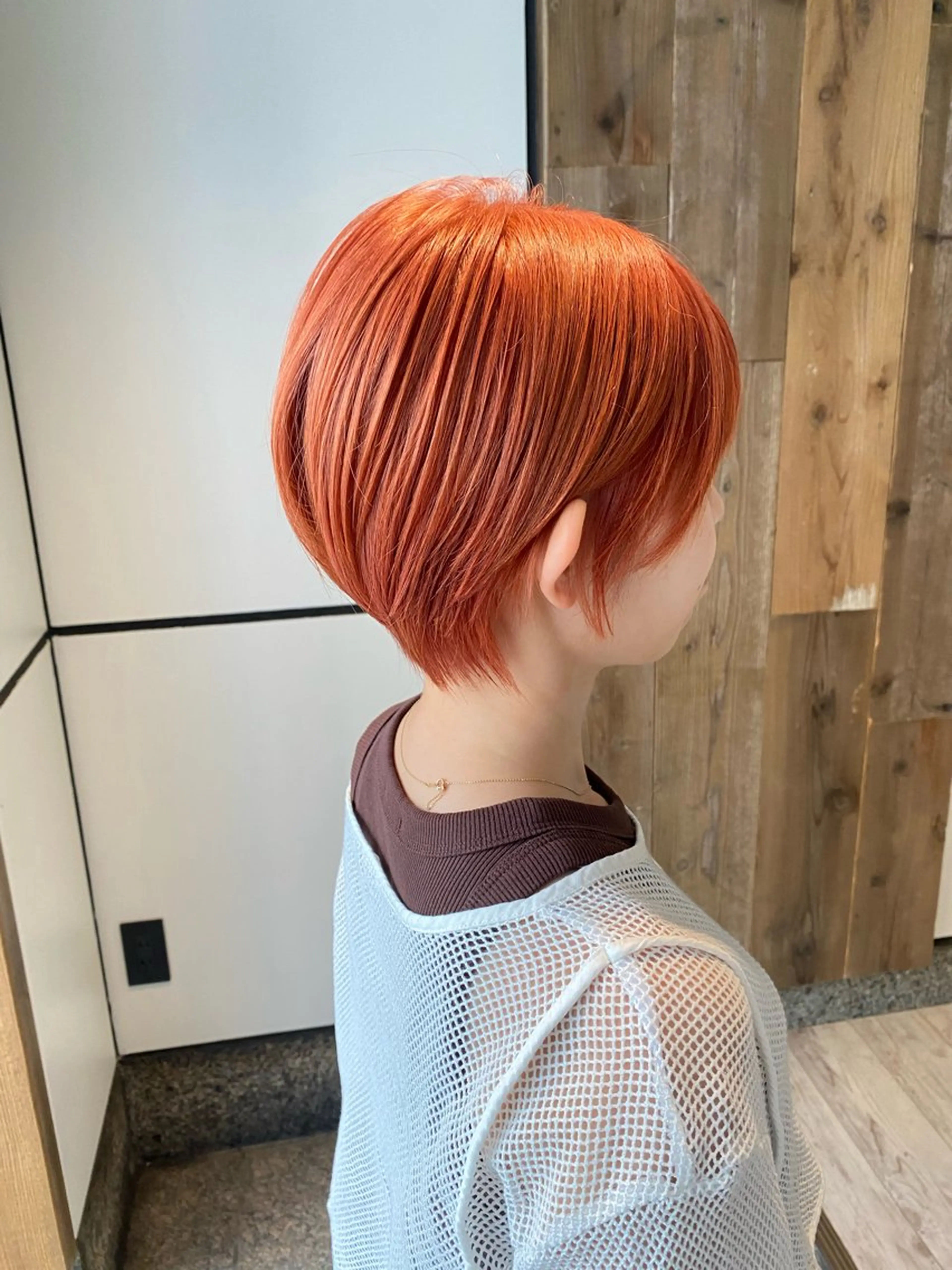 ショート カラー ブリーチ オレンジ ピンクカラー ショートヘア カット ヘアカラー トリートメント 🍑 モモカ🍑のヘアスタイル