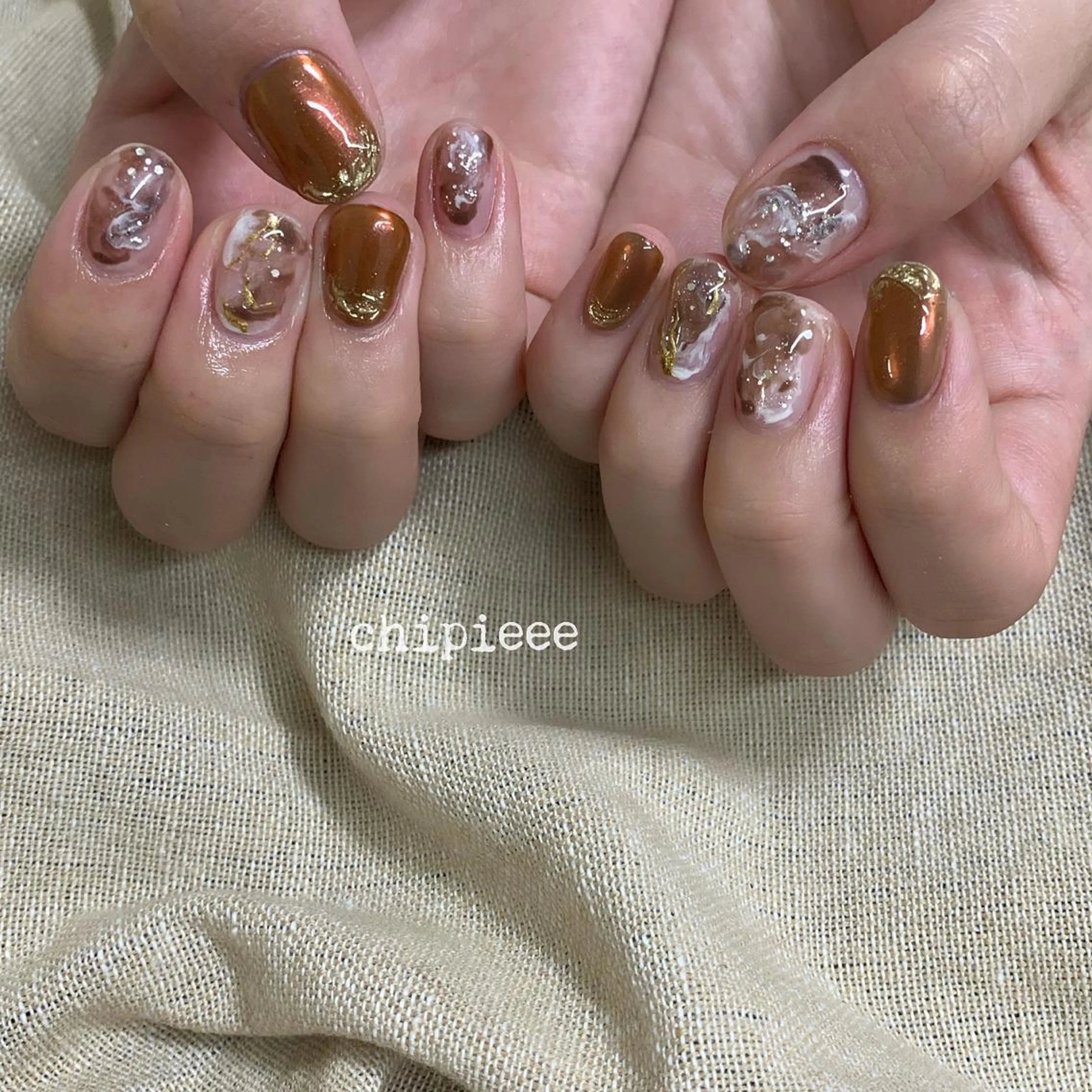 ネイル ブラウン ミラーネイル ニュアンスネイル charme所属・. SHIORIのネイルデザイン