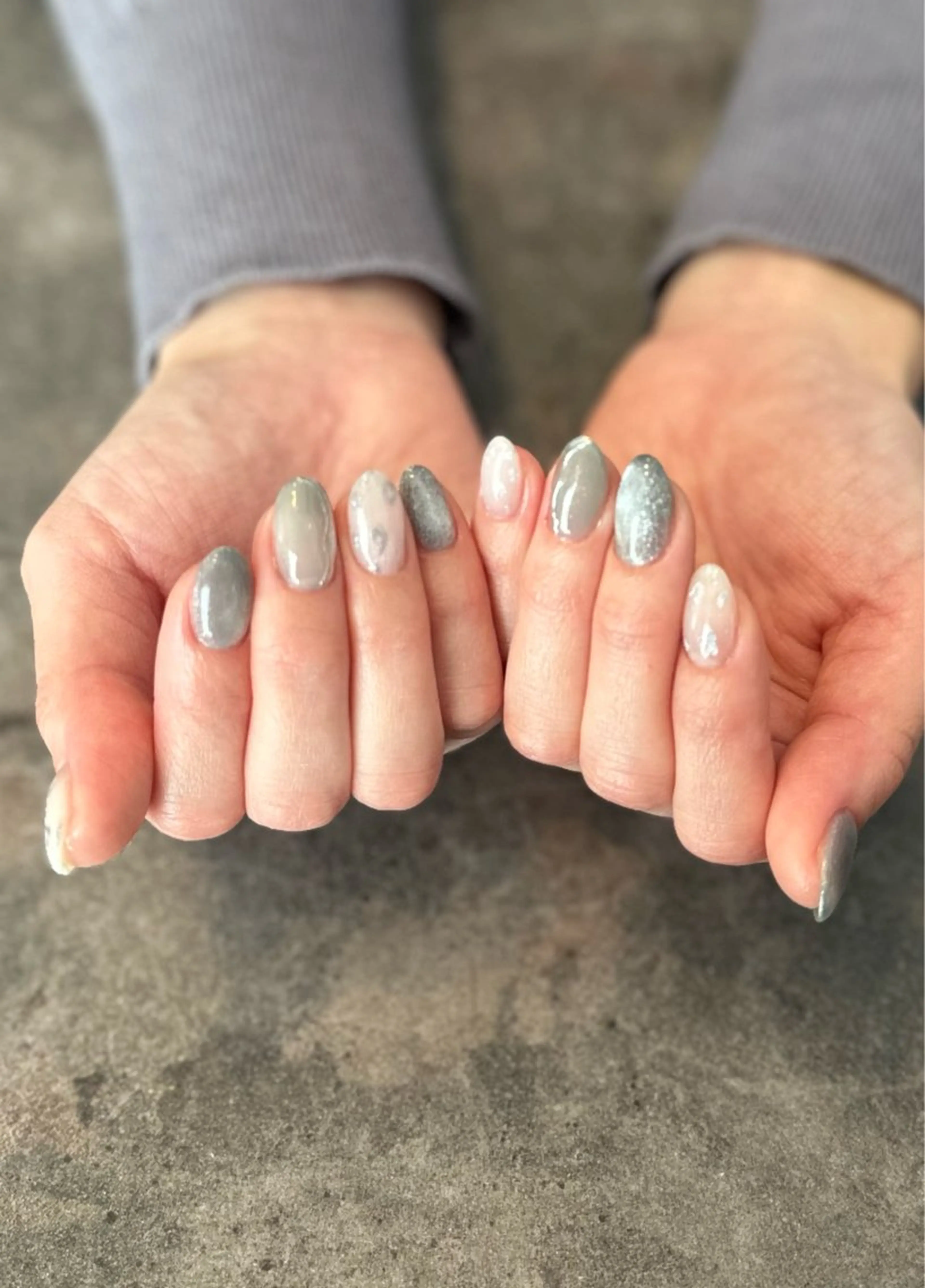 ネイル フレンチネイル マグネットネイル 大理石ネイル(マーブル) ミラーネイル ニュアンスネイル nail salon amanoのネイルデザイン