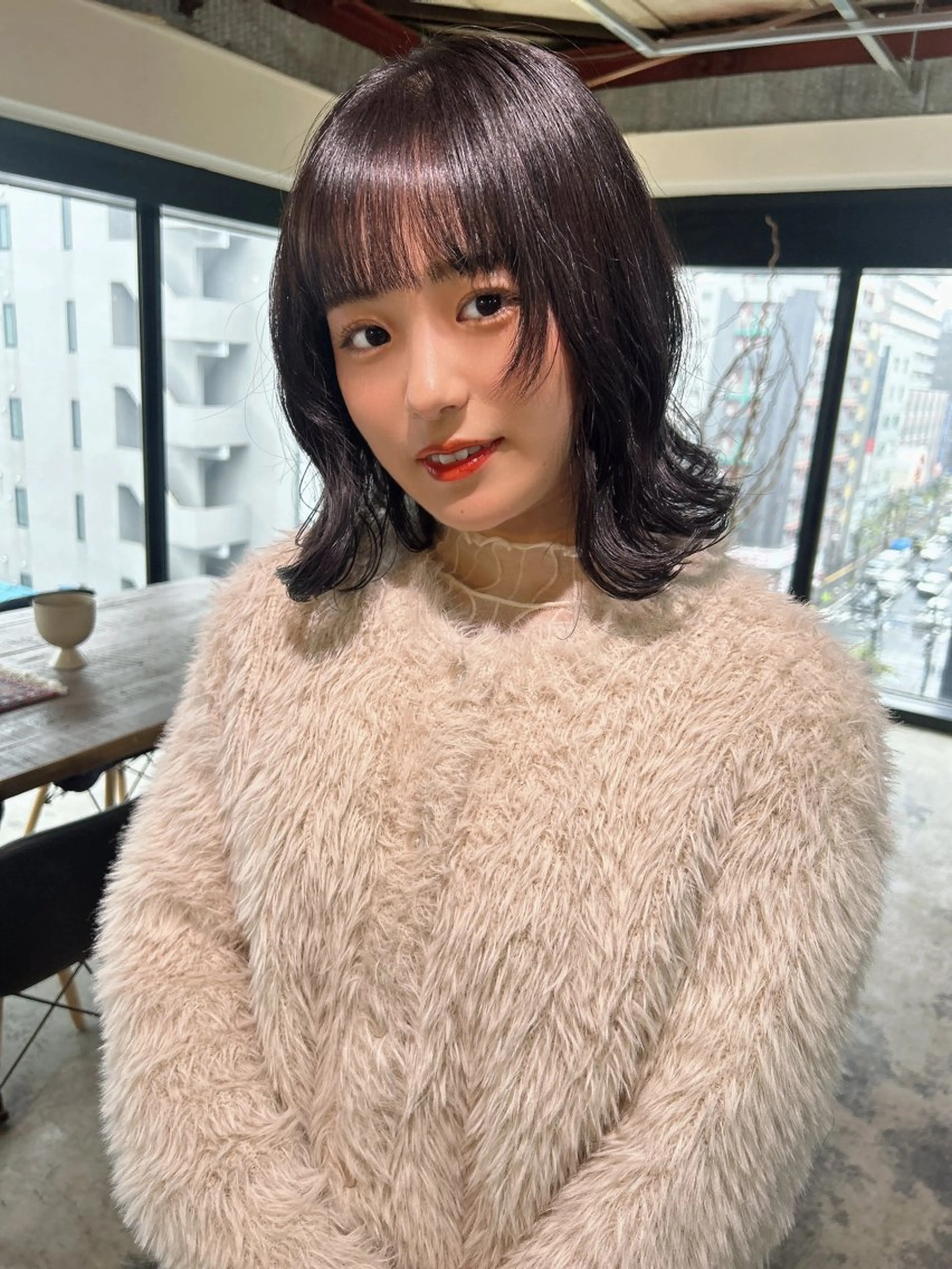 ミディアム カラー カット ヘアカラー トリートメント レイヤーカット/艶 カラー/SHISEIのヘアスタイル