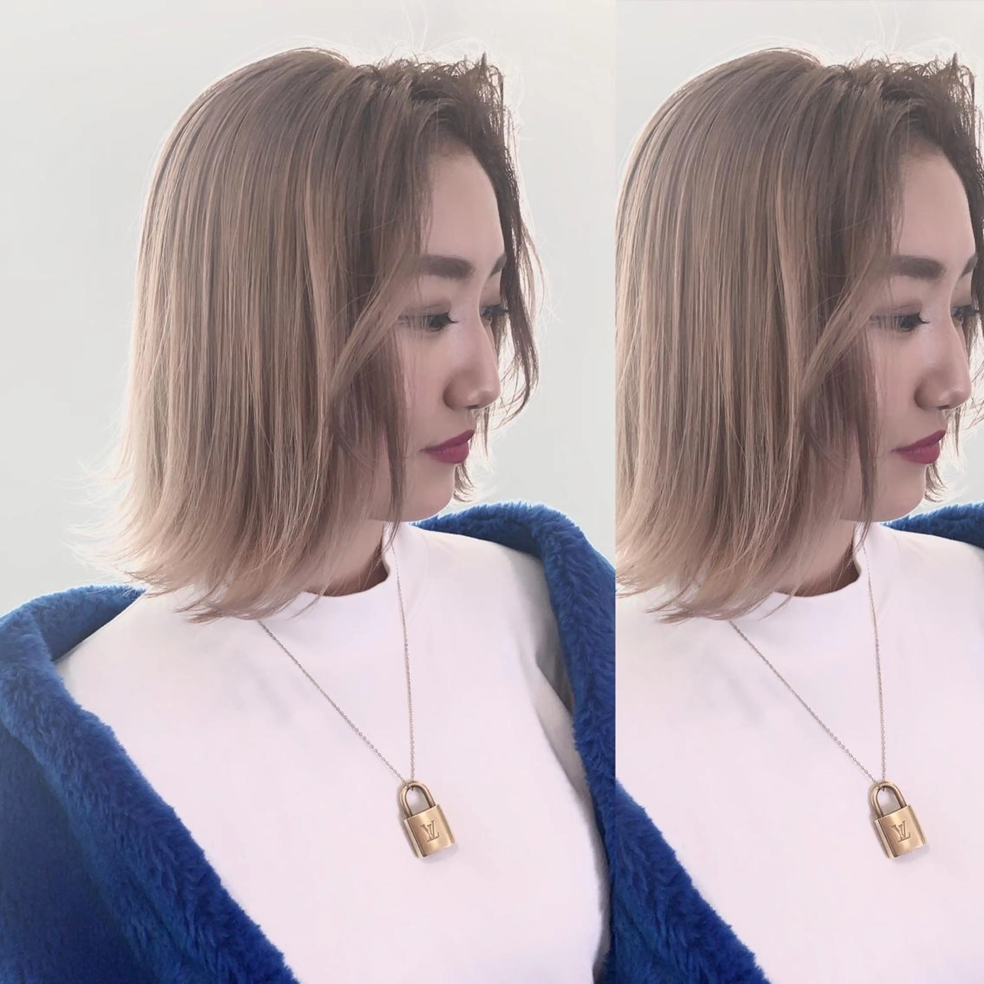 ミディアム ハイライト レイヤーカット ヘアカラー Selene hair OSAKAのヘアスタイル