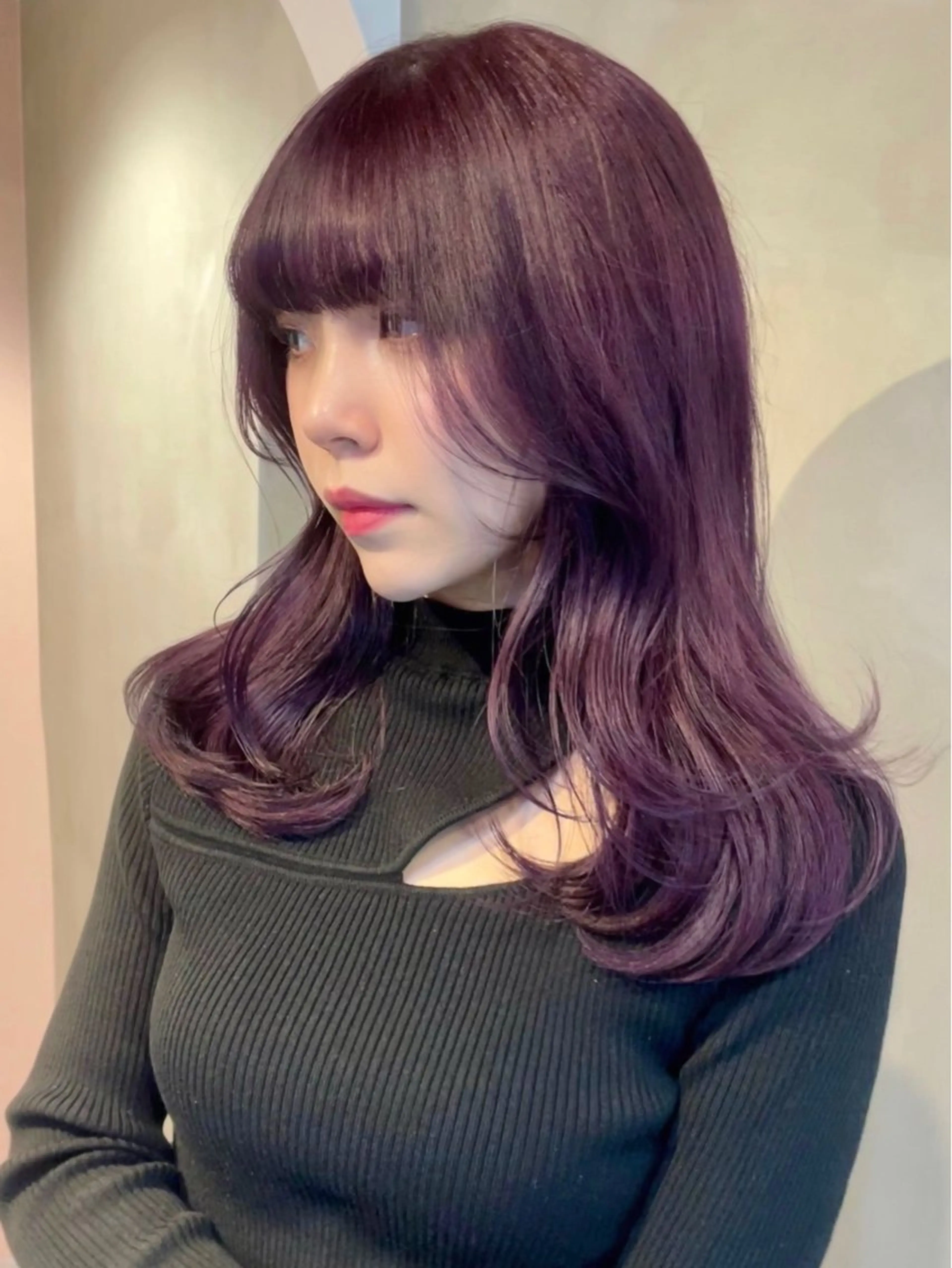 セミロング カラー 顔周りカット カット ヘアカラー トリートメント カノン‎/暖色カラー /オリーブカラーのヘアスタイル