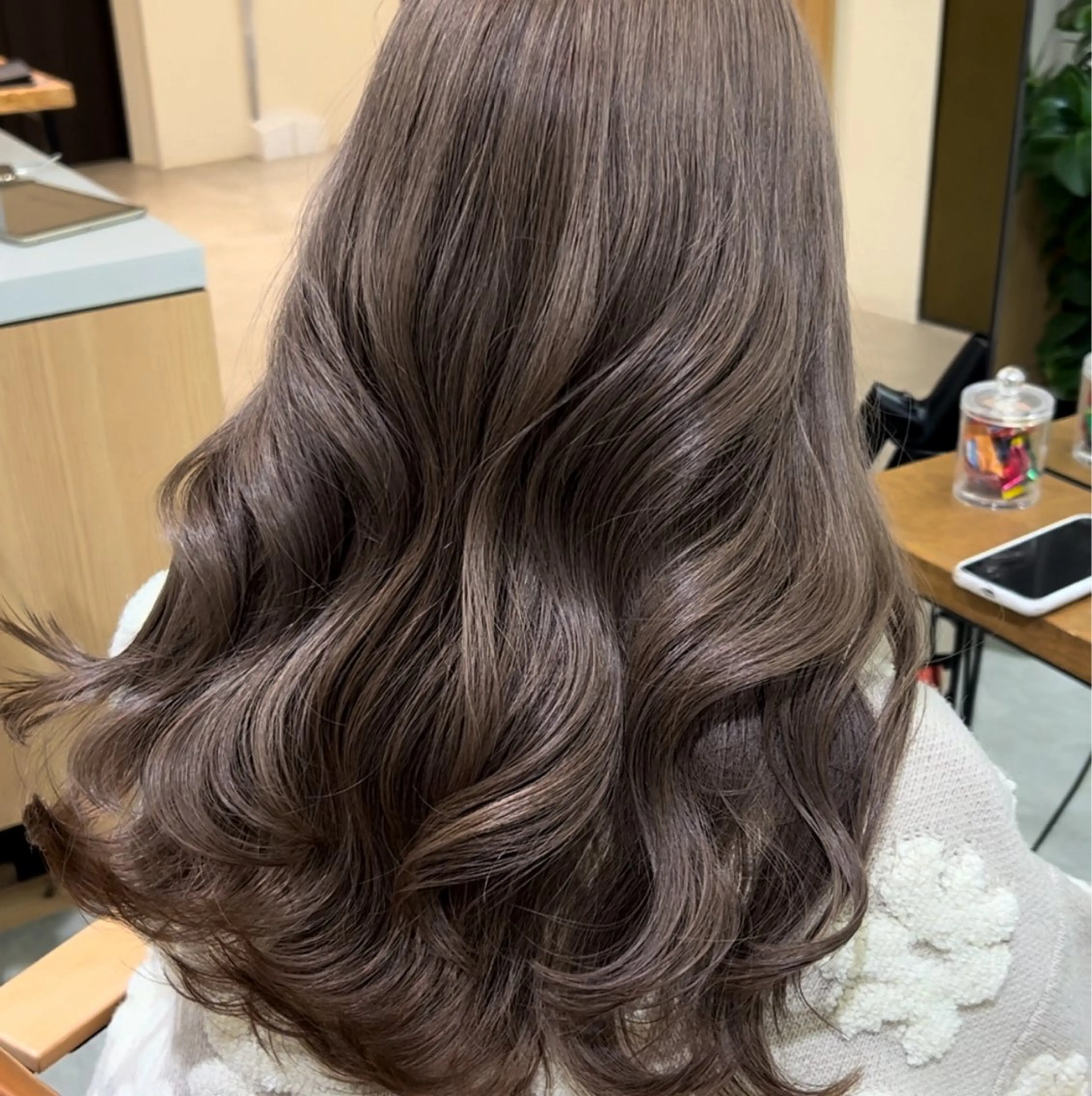 セミロング カラー ヘアアレンジ ヘアカラー 顔周りcut/ 艶ワンカラー♥ちさきのヘアスタイル