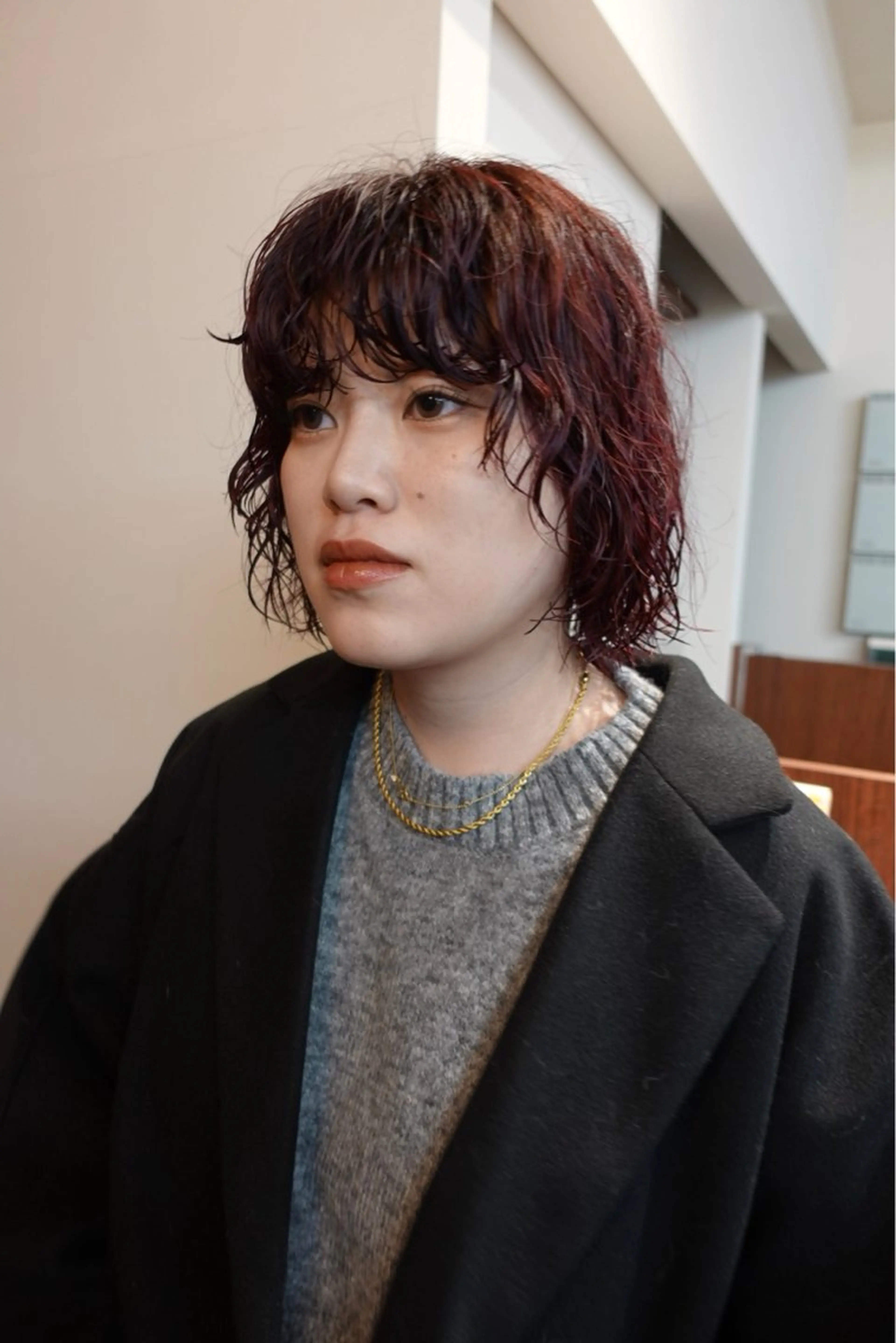 ショート カラー パーマ カット ヘアカラー パーマ ボブパーマ/パーマ ウルフパーマのヘアスタイル