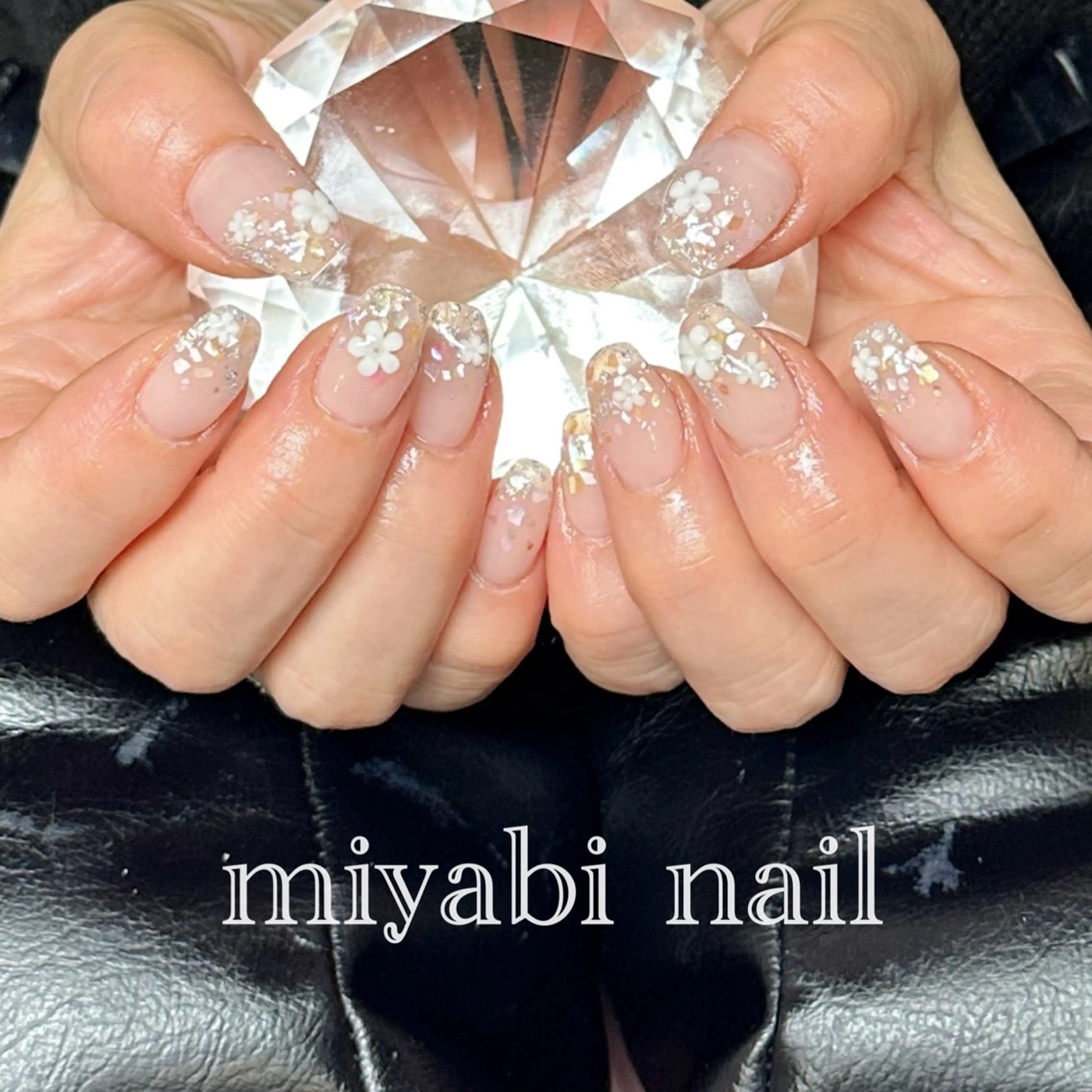 ネイル フラワーネイル ジェルネイル 持ち込み ピンク ぷっくりネイル ハンドネイル miyabi nail 桂川駅近くのネイルデザイン
