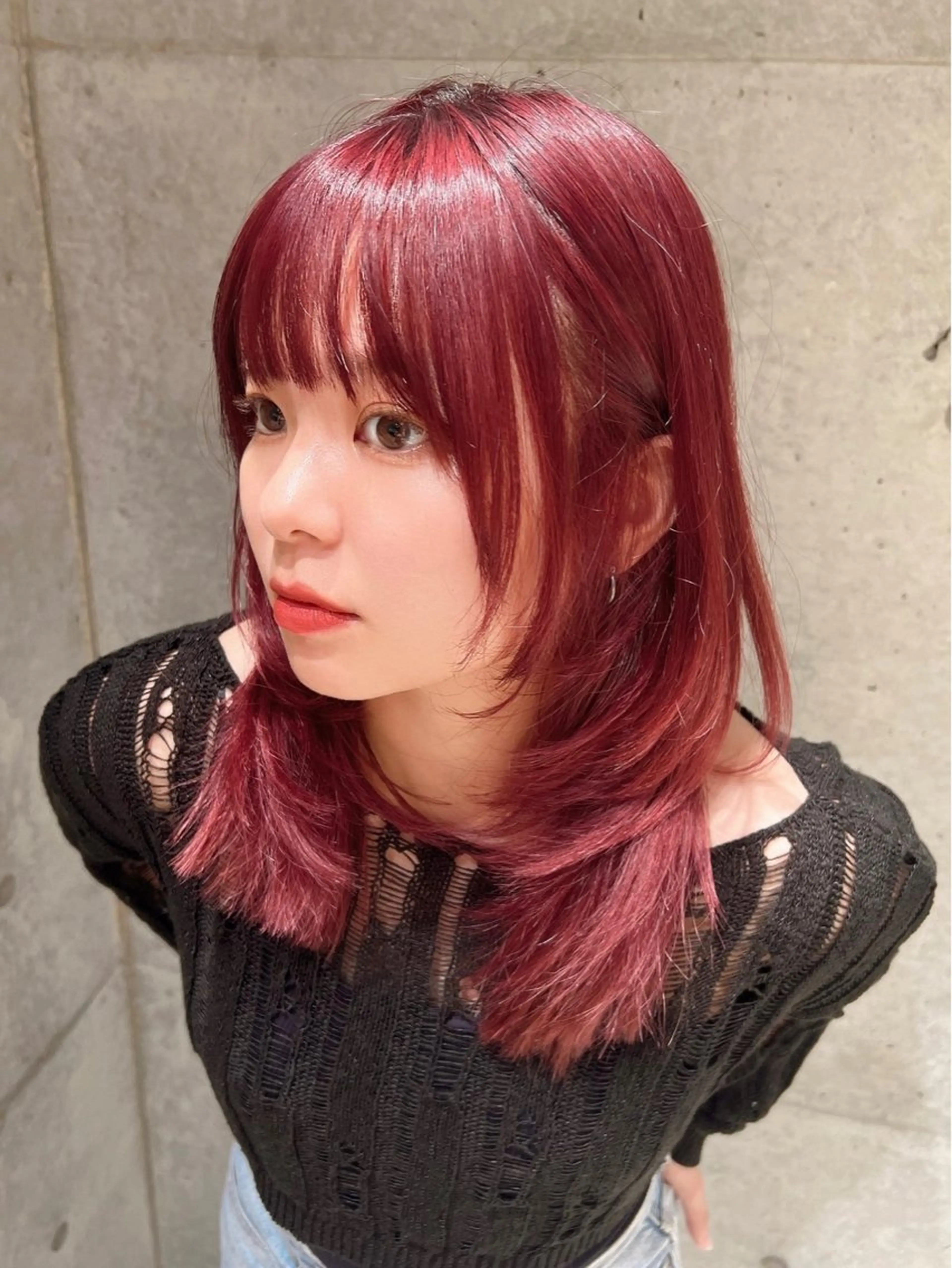 ミディアム カット ヘアカラー トリートメント 顔周り🇰🇷韓国 レイヤー/モエのヘアスタイル