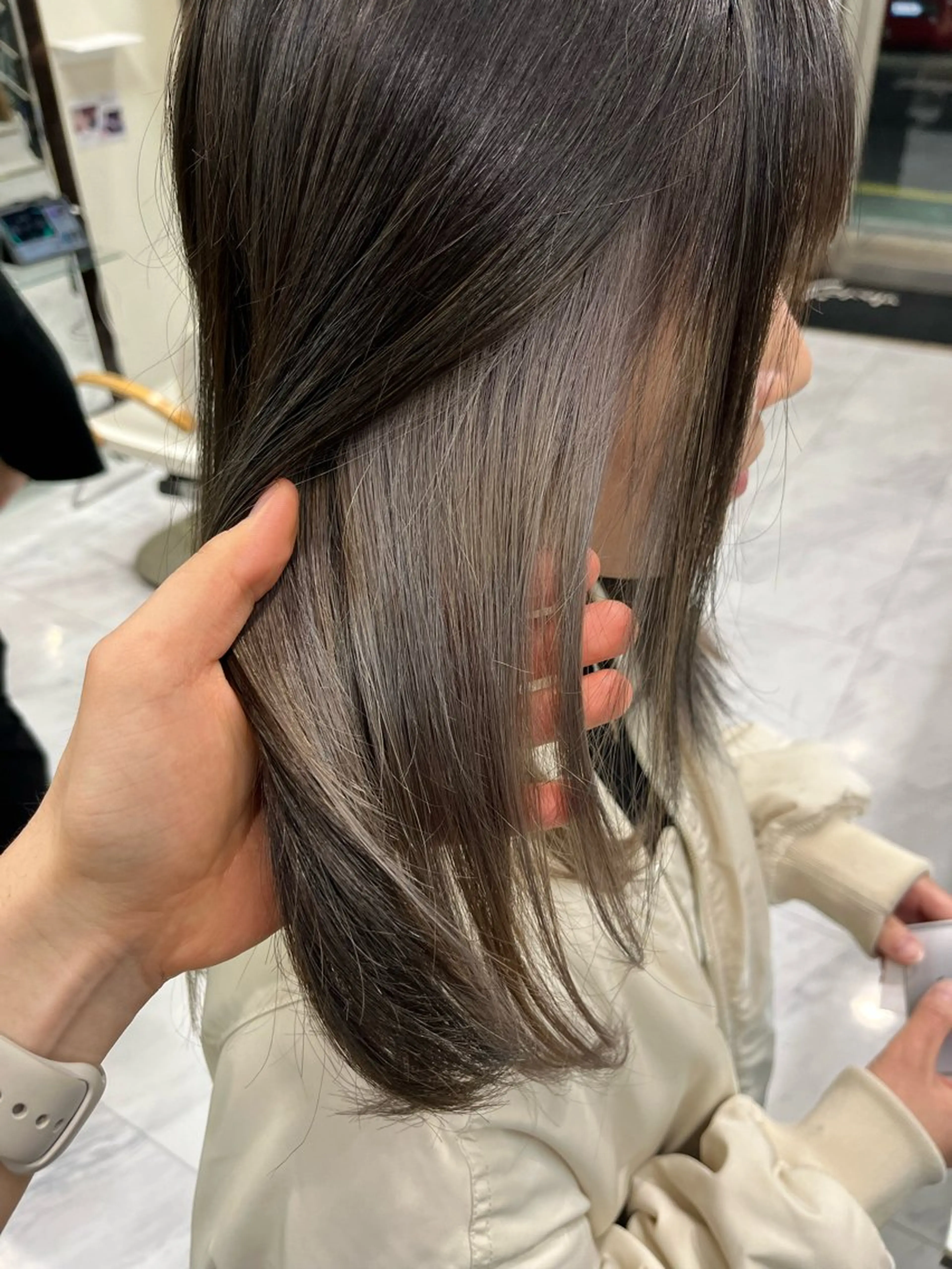 セミロング ヘアカラー ☘️上村 歩夢☘️ メンズカットモデルのヘアスタイル