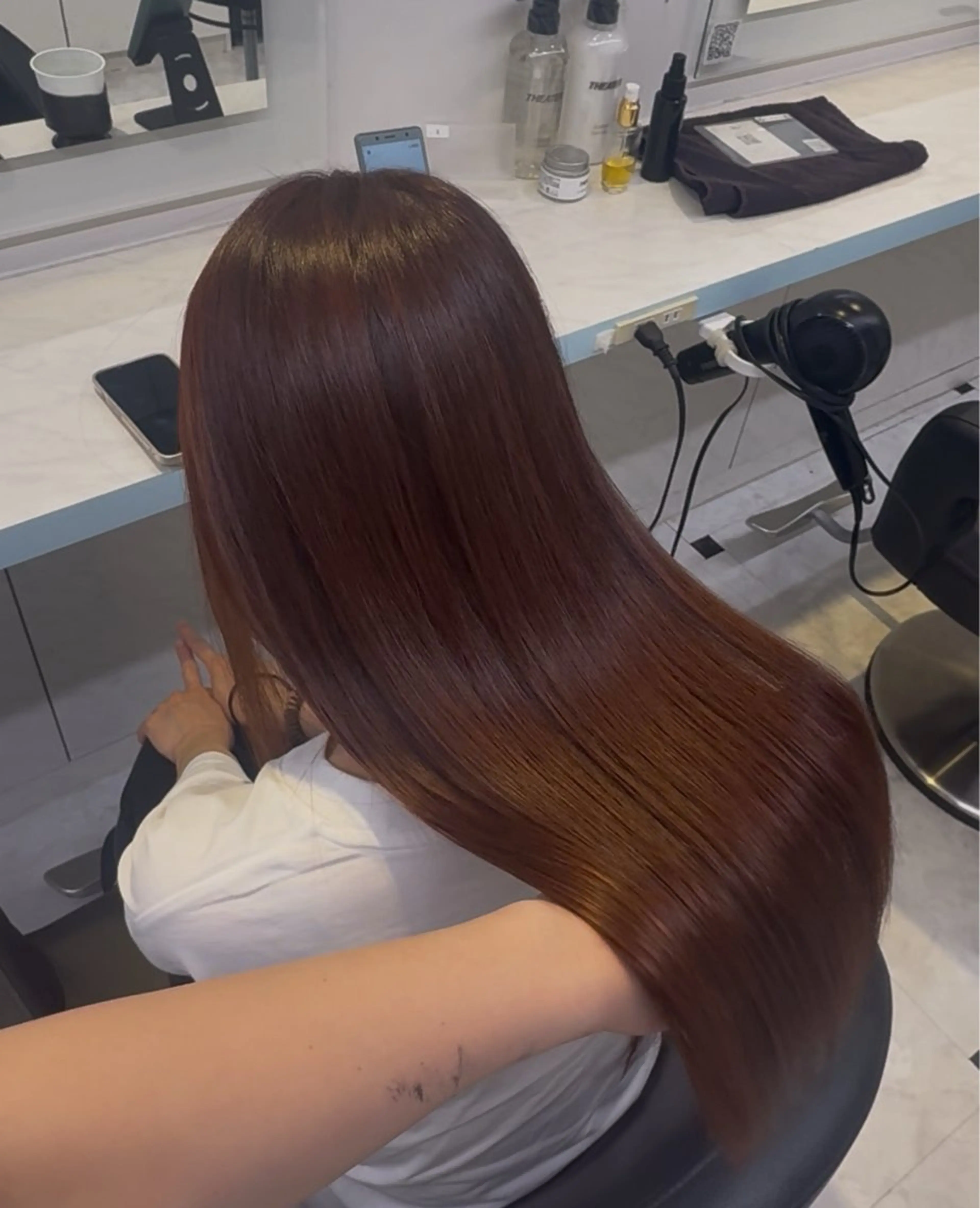 ロング カラー カット ヘアカラー トリートメント ヘアセット ブリーチなし🍒中韓 /縮毛 つや髪🍒のヘアスタイル