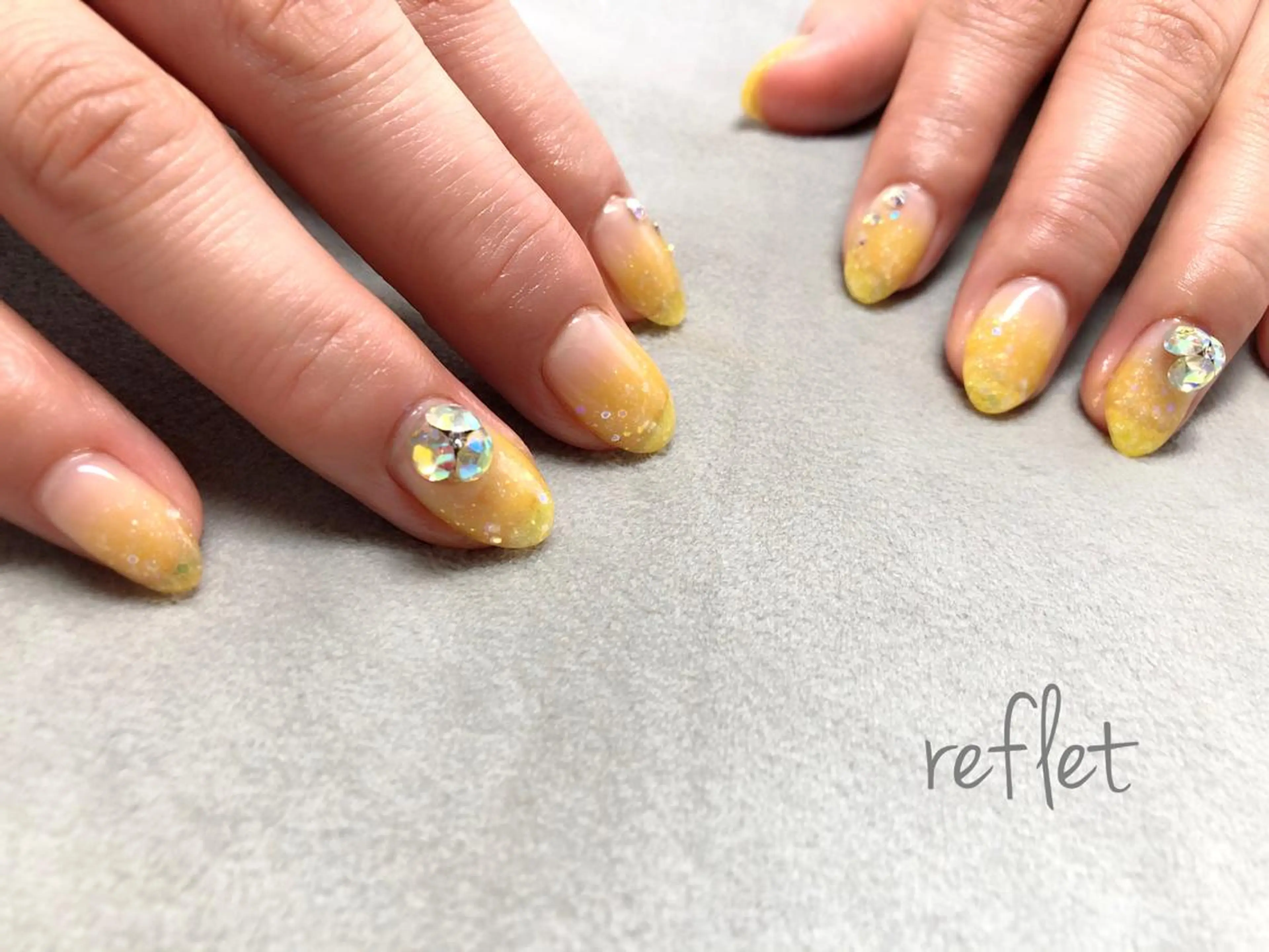 ネイル クリアネイル ラメ(グリッター) ハンドネイル reflet nailのネイルデザイン