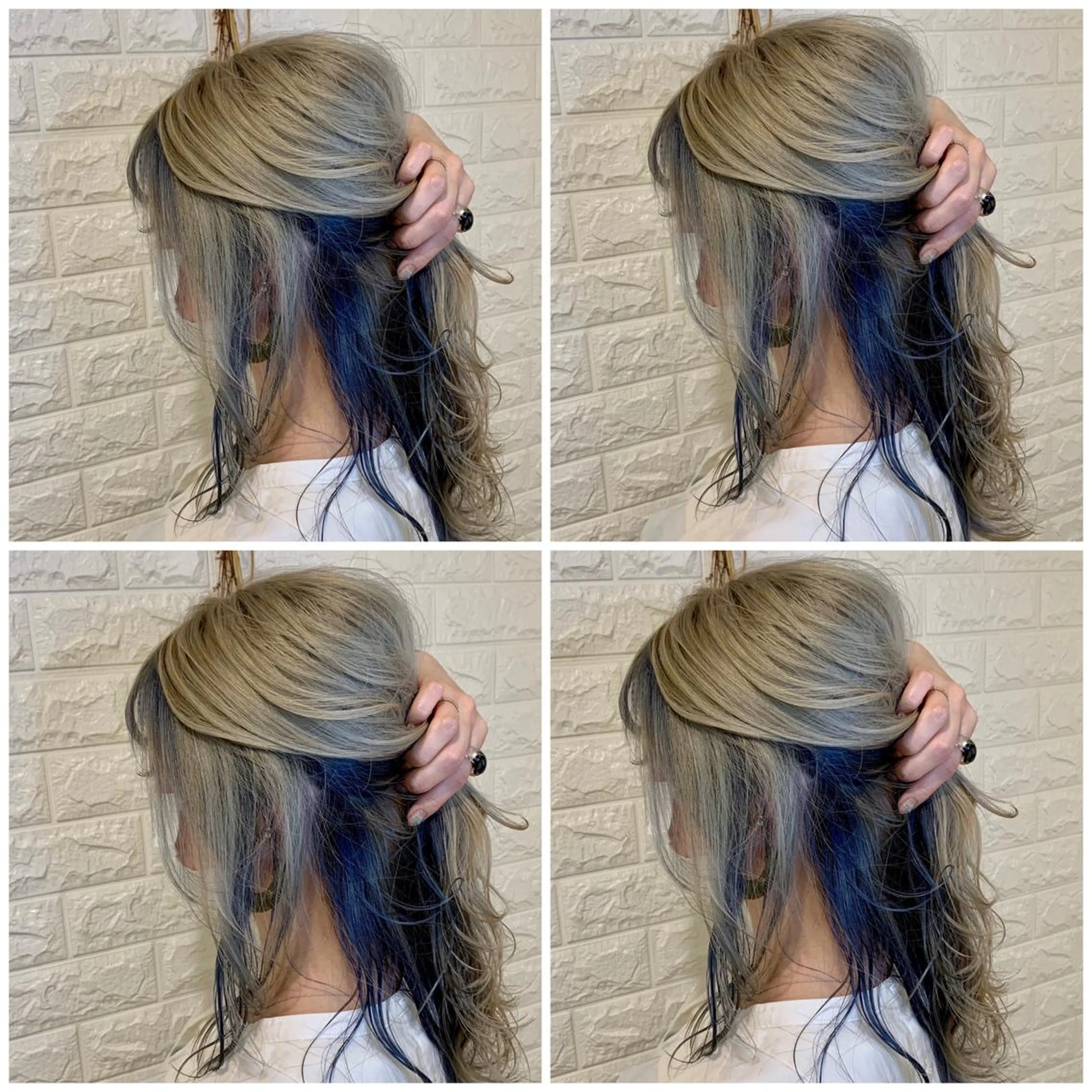 セミロング カラー ブルーカラー ネイビーカラー シルバー ヘアカラー ハイトーン/ブリーチ 山崎　悠次のヘアスタイル