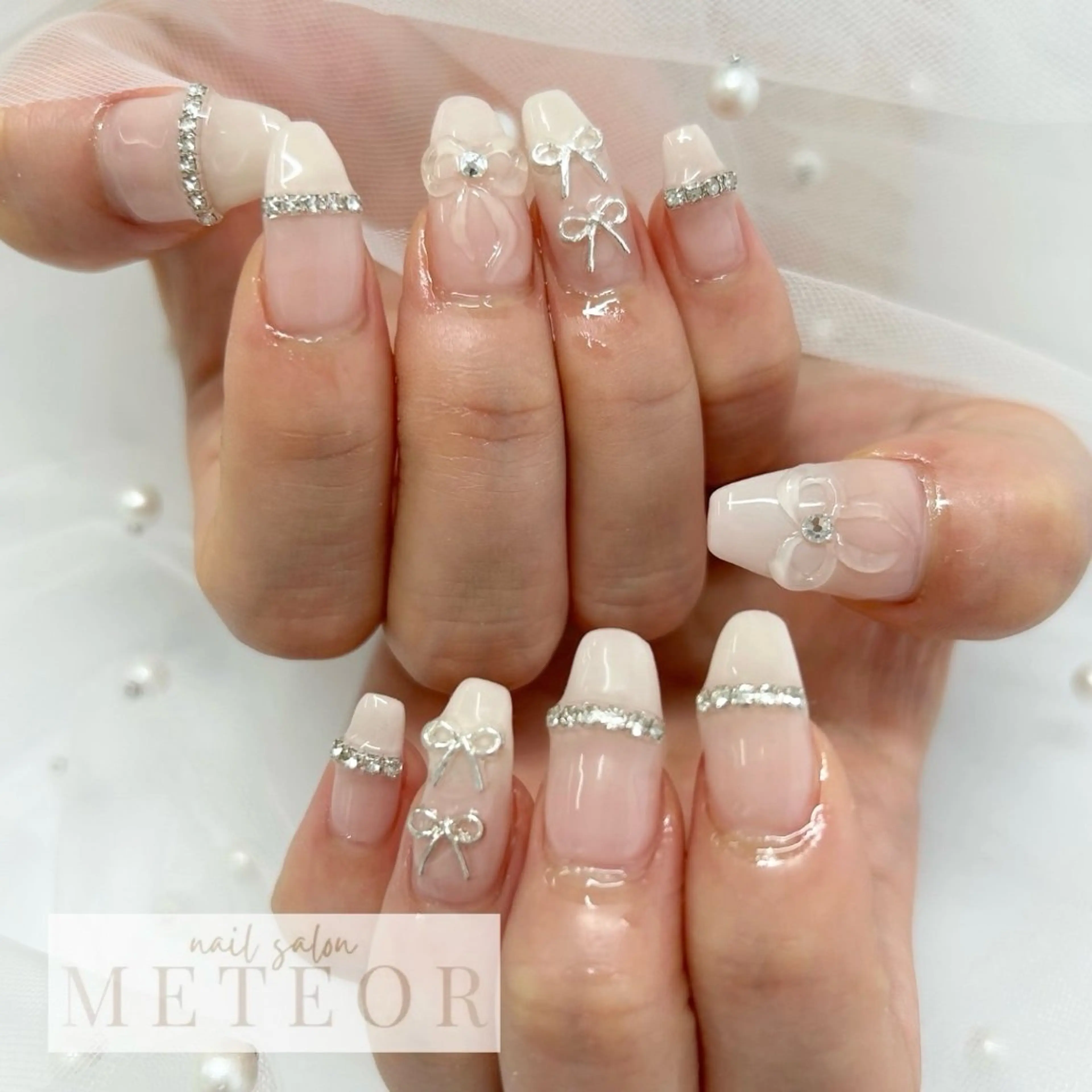 ネイル ガーリー リボン ワンホンネイル ハンドネイル nailsalon meteor所属・meteor staffのその他イメージ
