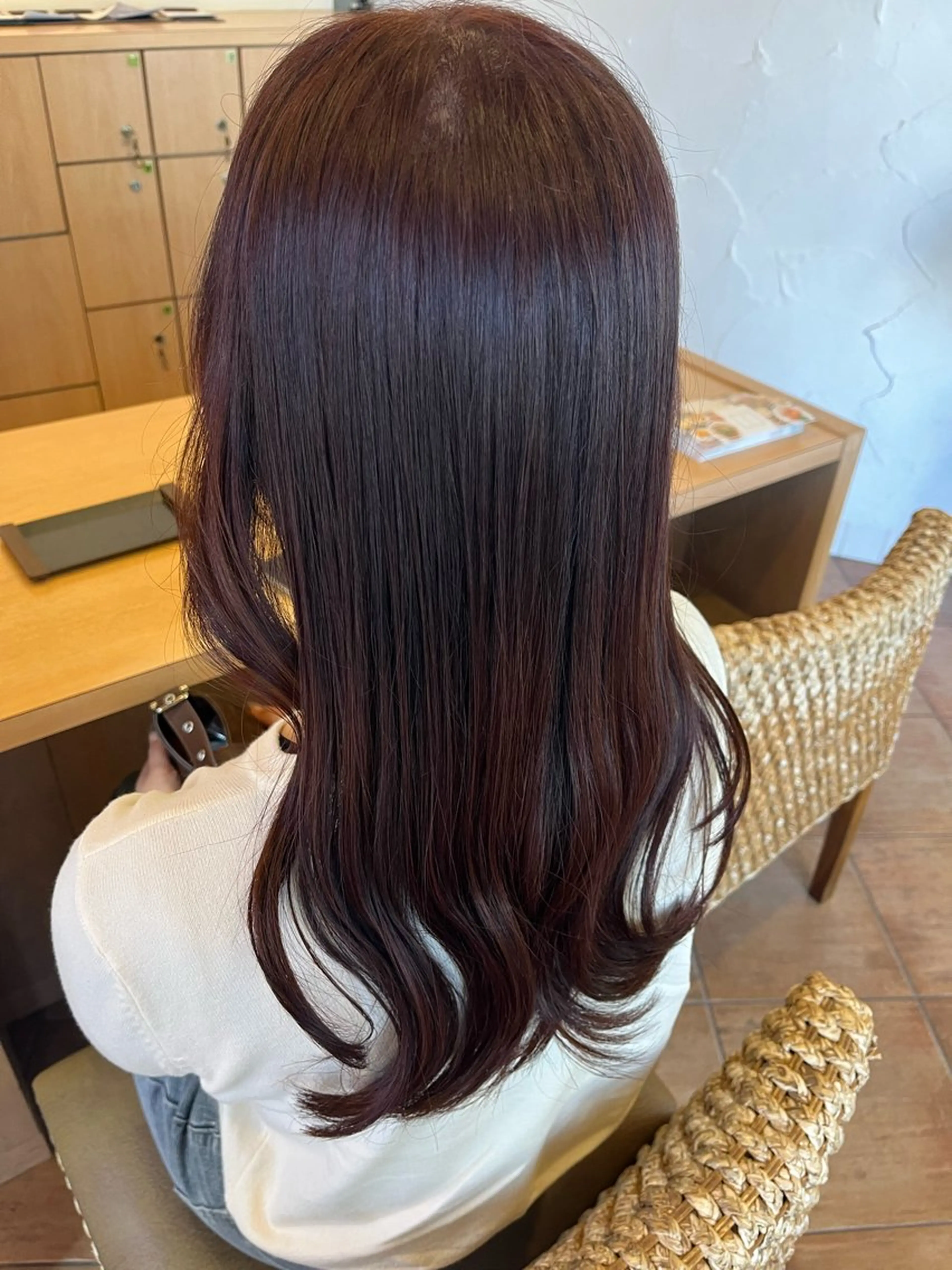 セミロング カラー レッドカラー ヘアカラー 西田 早輝子🍊のヘアスタイル