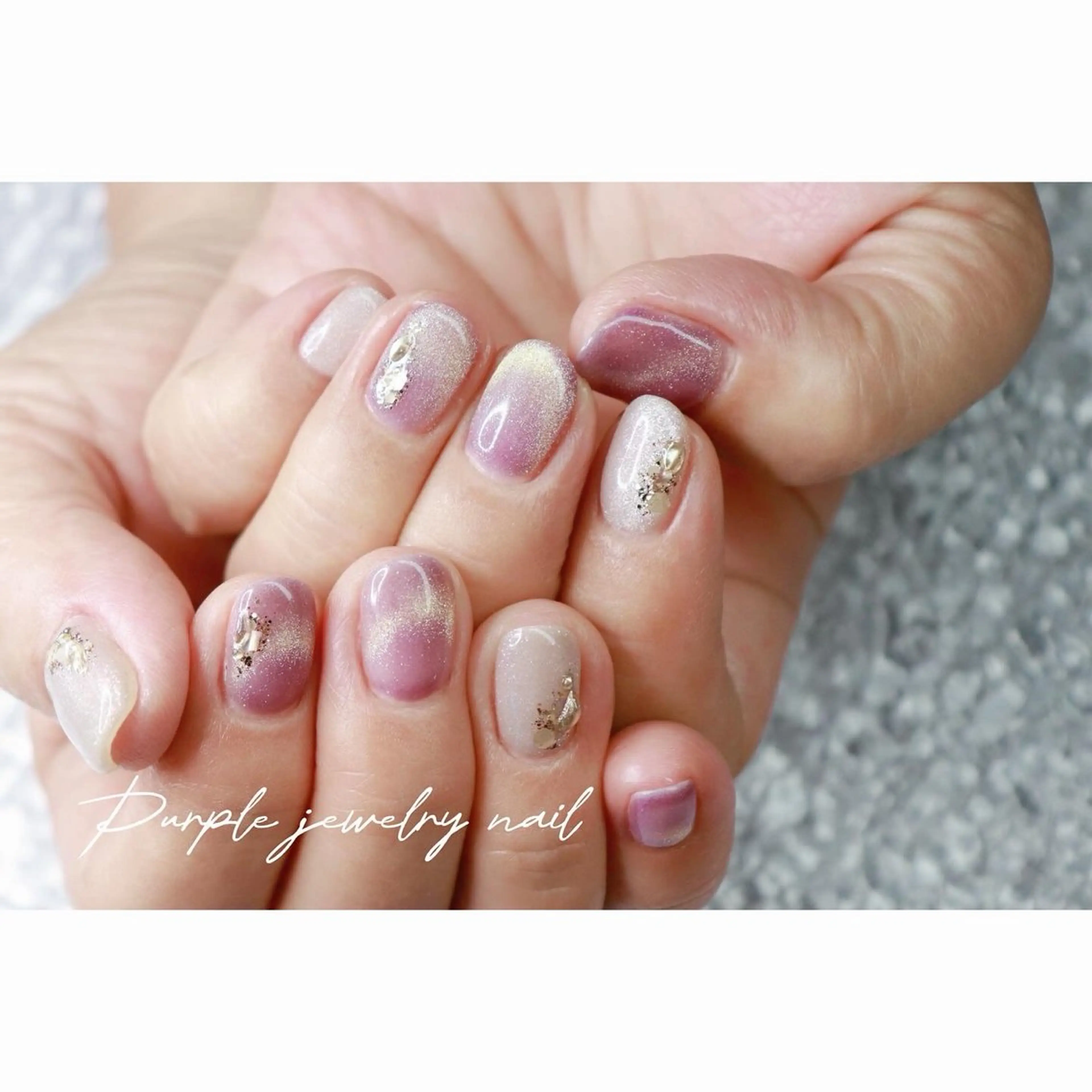 ネイル マグネットネイル パープル ハンドネイル ハンドケア mapple nailのネイルデザイン