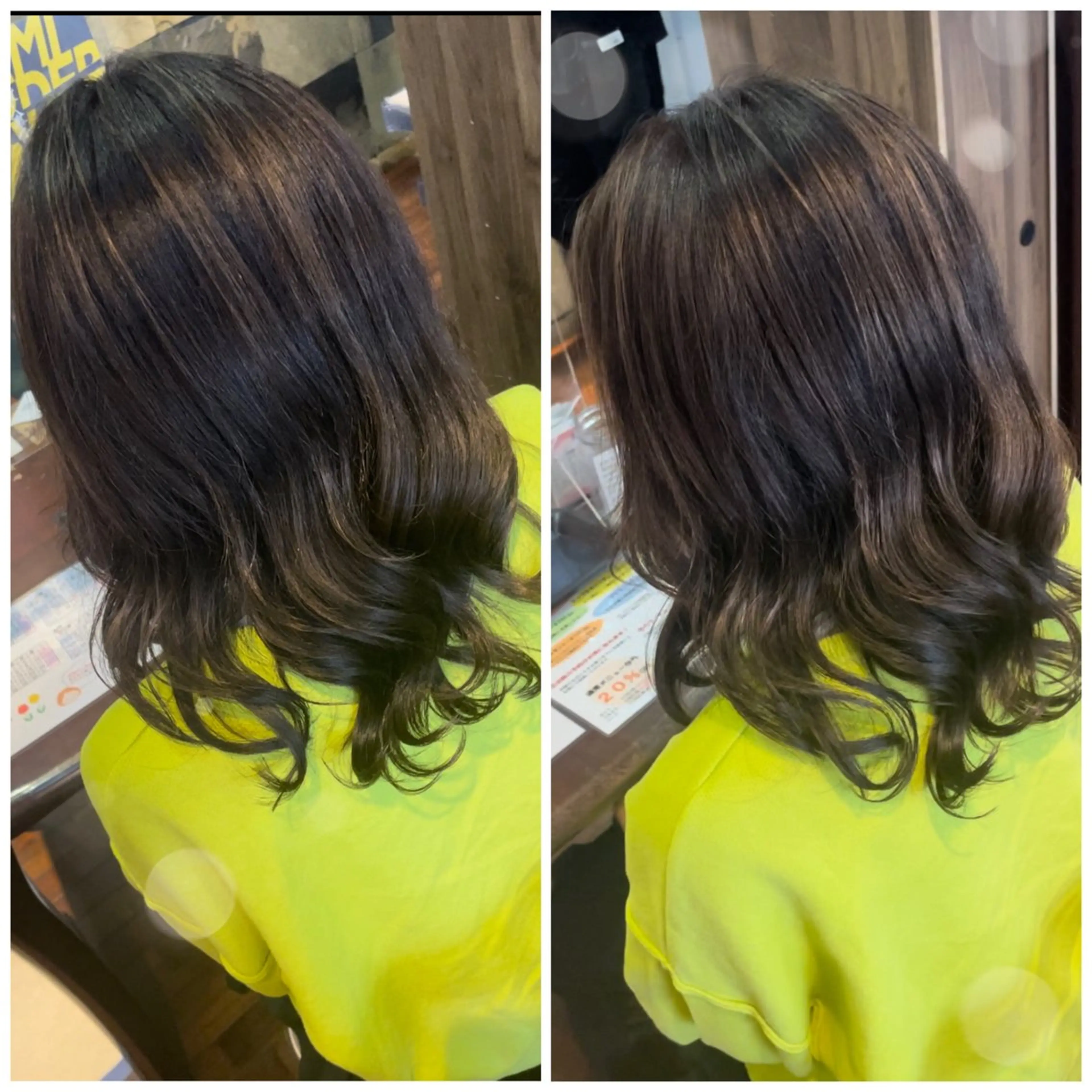 セミロング カラー ヘアアレンジ グレージュ ハイライトカラー ハイライト トリートメント 福見 美保のヘアスタイル