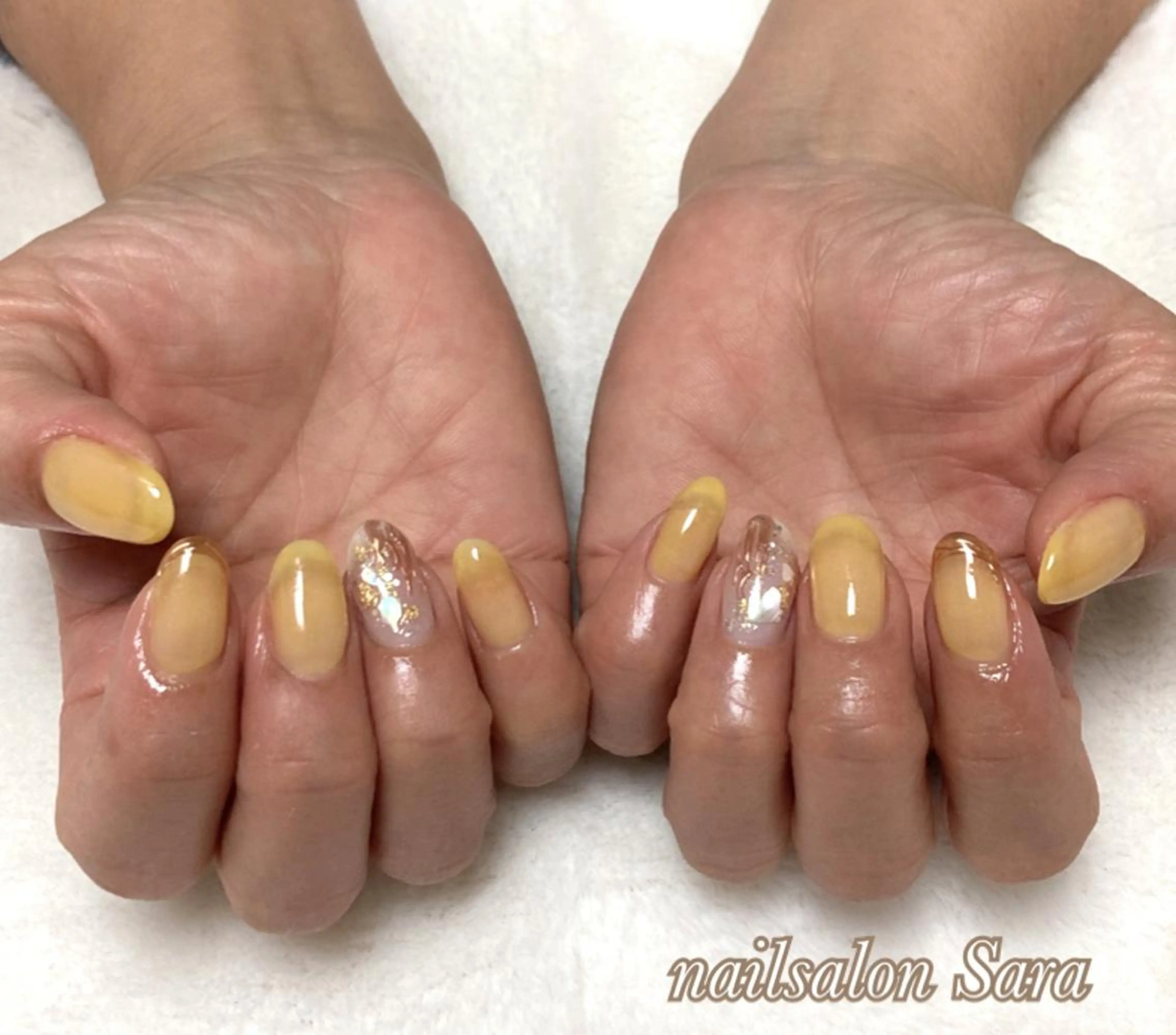 ネイル フレンチネイル ミラーネイル 春ネイル 黄色 Sara所属・nailsalon Saraのネイルデザイン