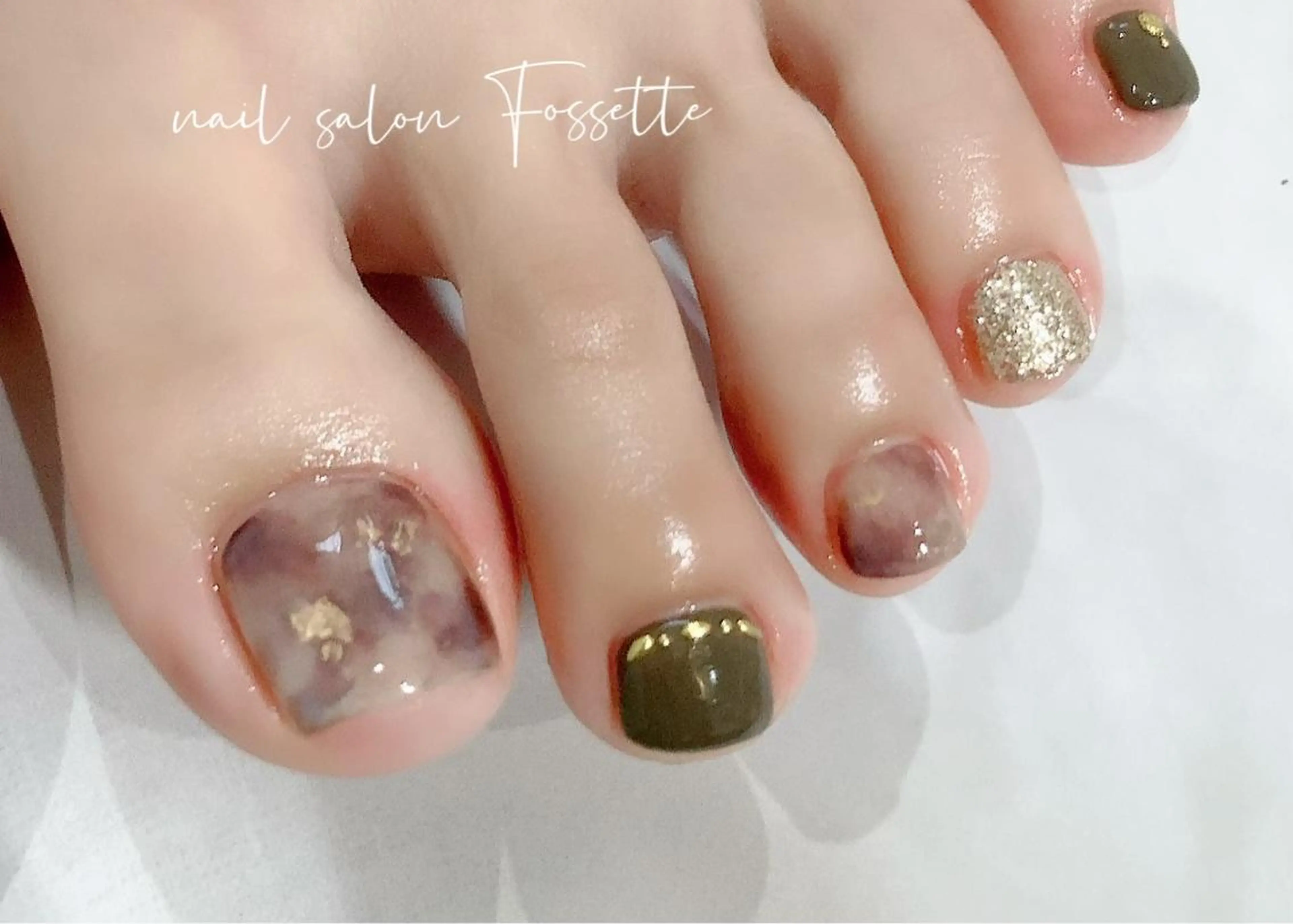 ネイル アートネイル べっ甲ネイル フットネイル ジェルネイル nailsalon Fossetteのネイルデザイン