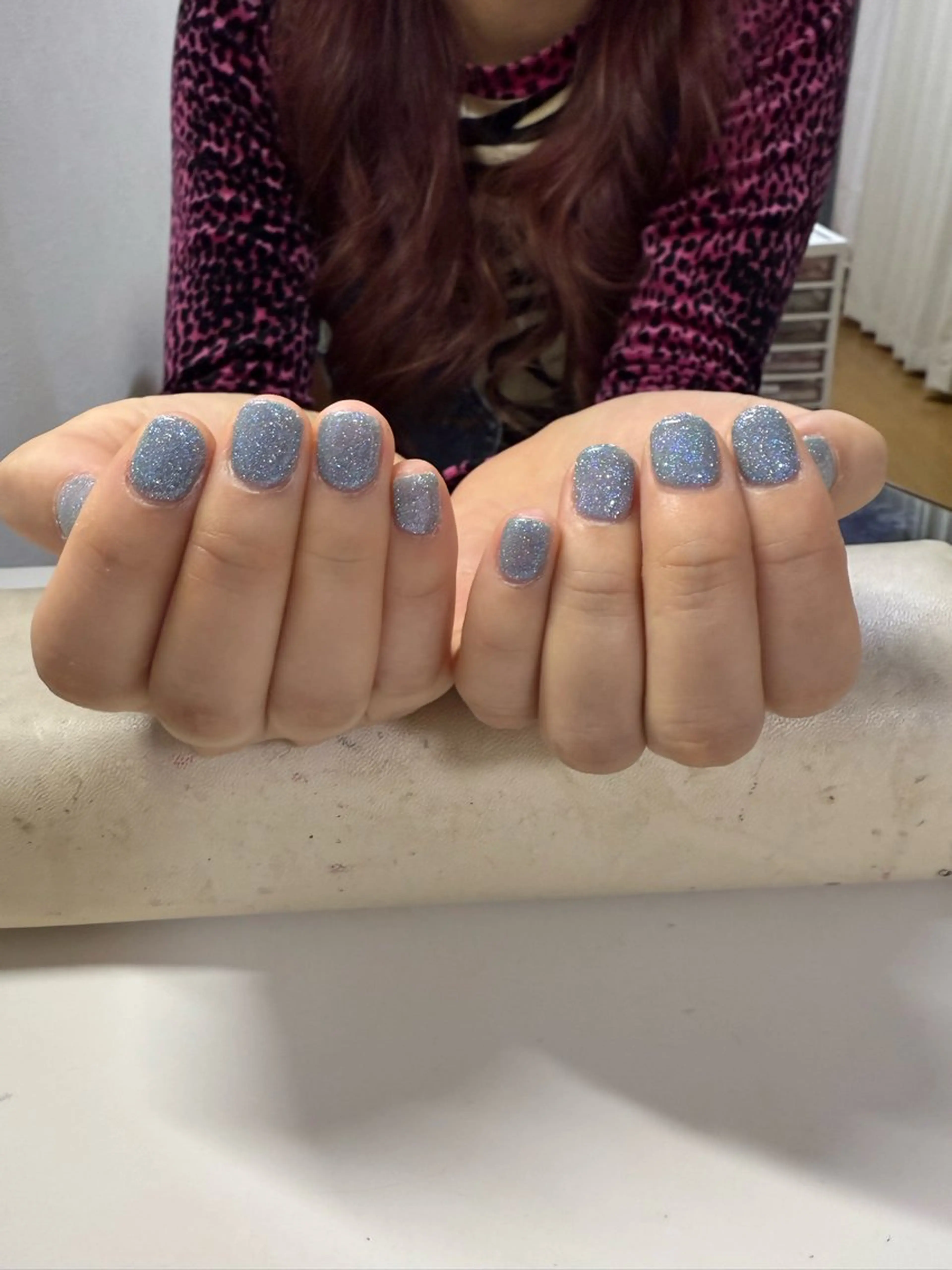 ネイル ブルー ラメ(グリッター) ワンカラーネイル nes.nail池袋所属・平良 春羽のネイルデザイン