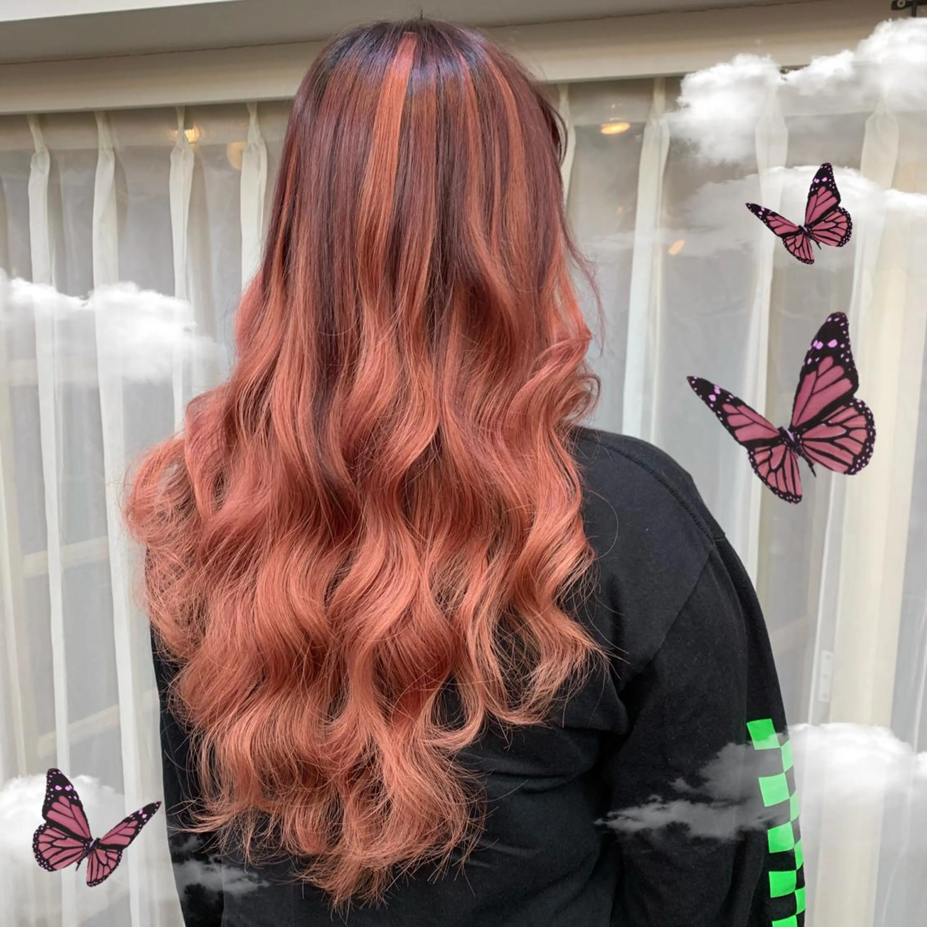 ロング シールエクステ エクステ ロング 縮毛矯正 トリートメント ❤️‍🔥シールエク ＋カラー京❤️‍🔥のヘアスタイル