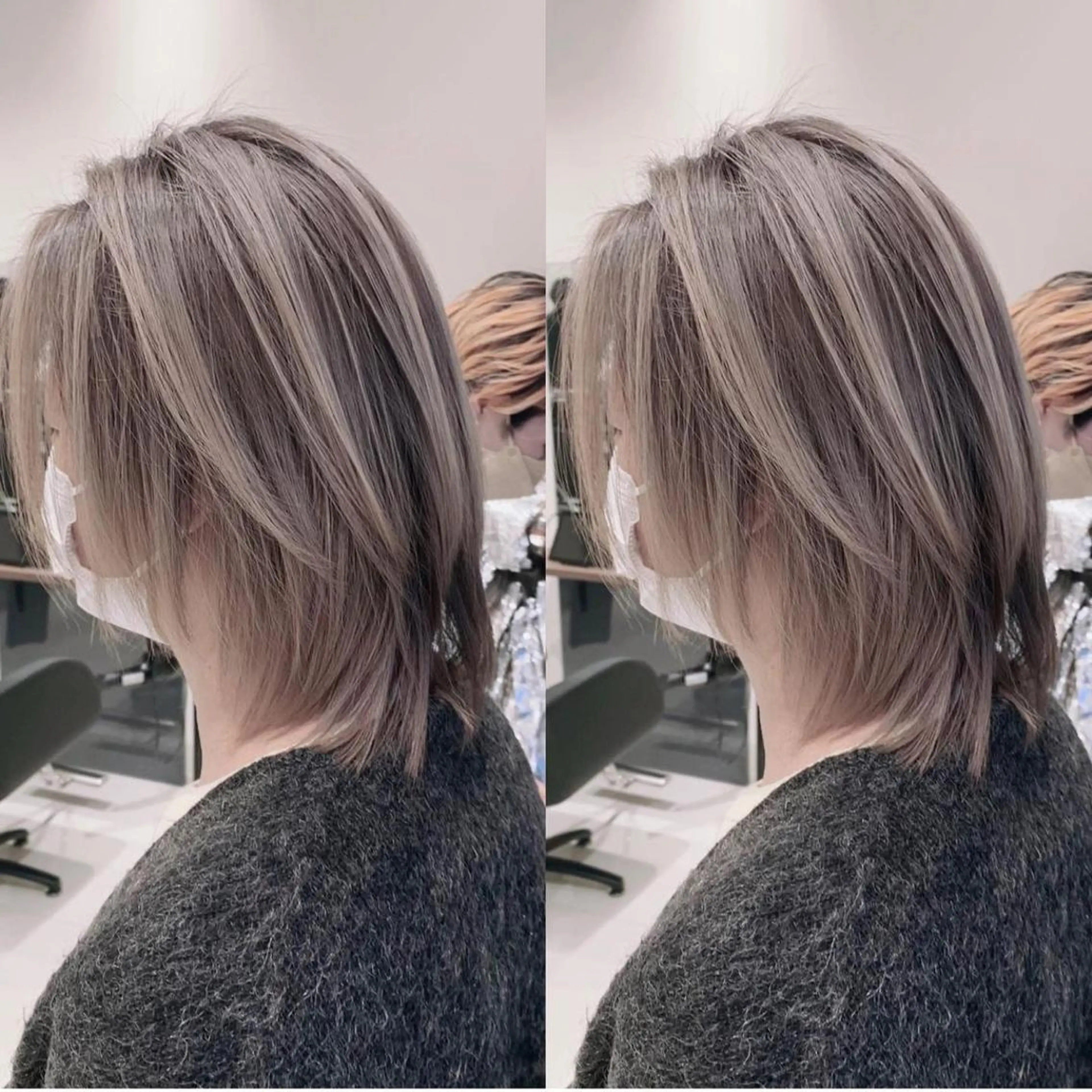 カラー メンズ メンズブリーチ メンズハイライト メンズインナーカラー ブリーチ ケアブリーチ ヘアカラー オフホワイトアンドなんば所属・福西 洋斗のヘアスタイル