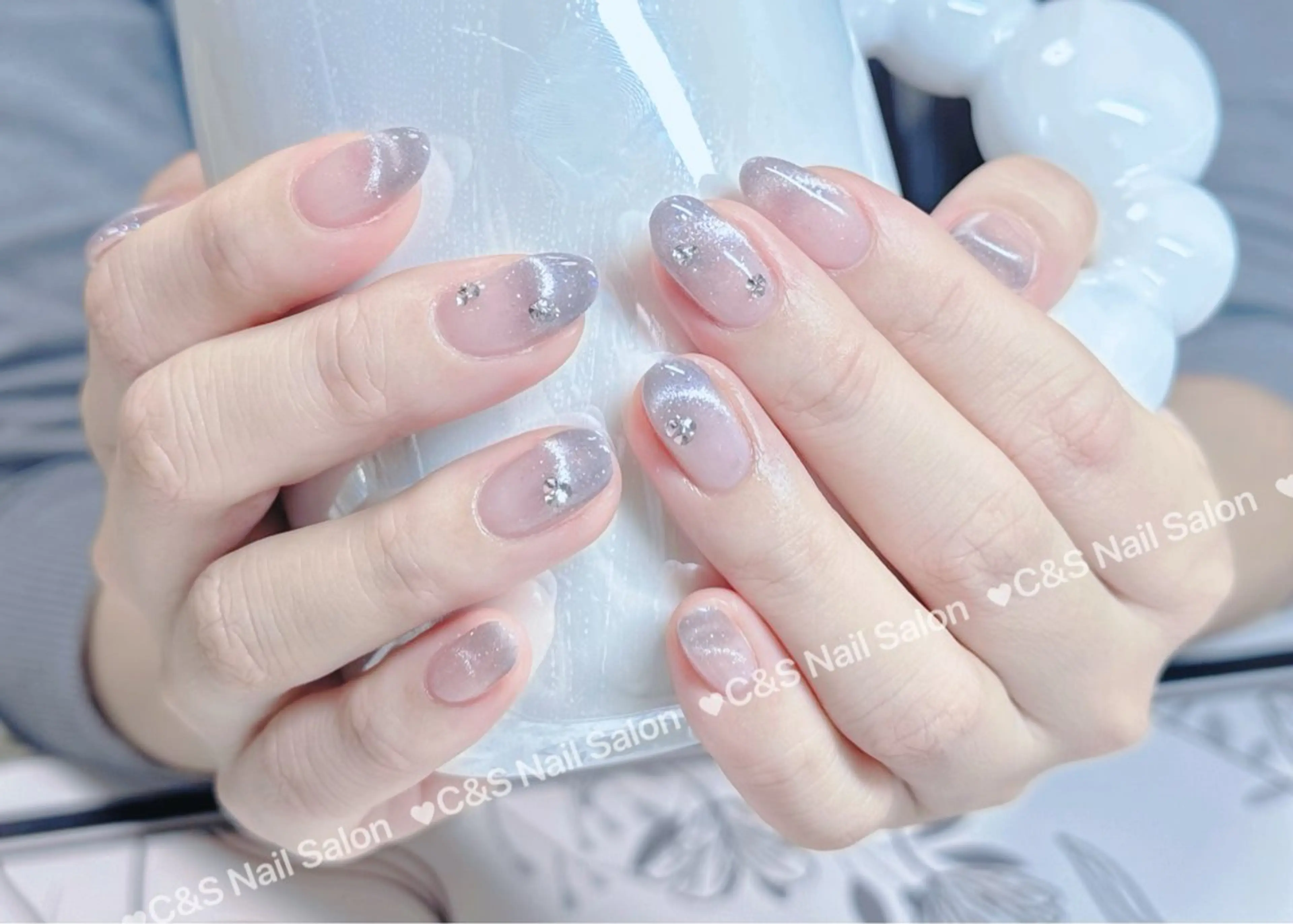 ネイル チークネイル 長さ出し フラワーネイル フレンチネイル ジェルネイル ハンドネイル C&S  Nail Salonのネイルデザイン