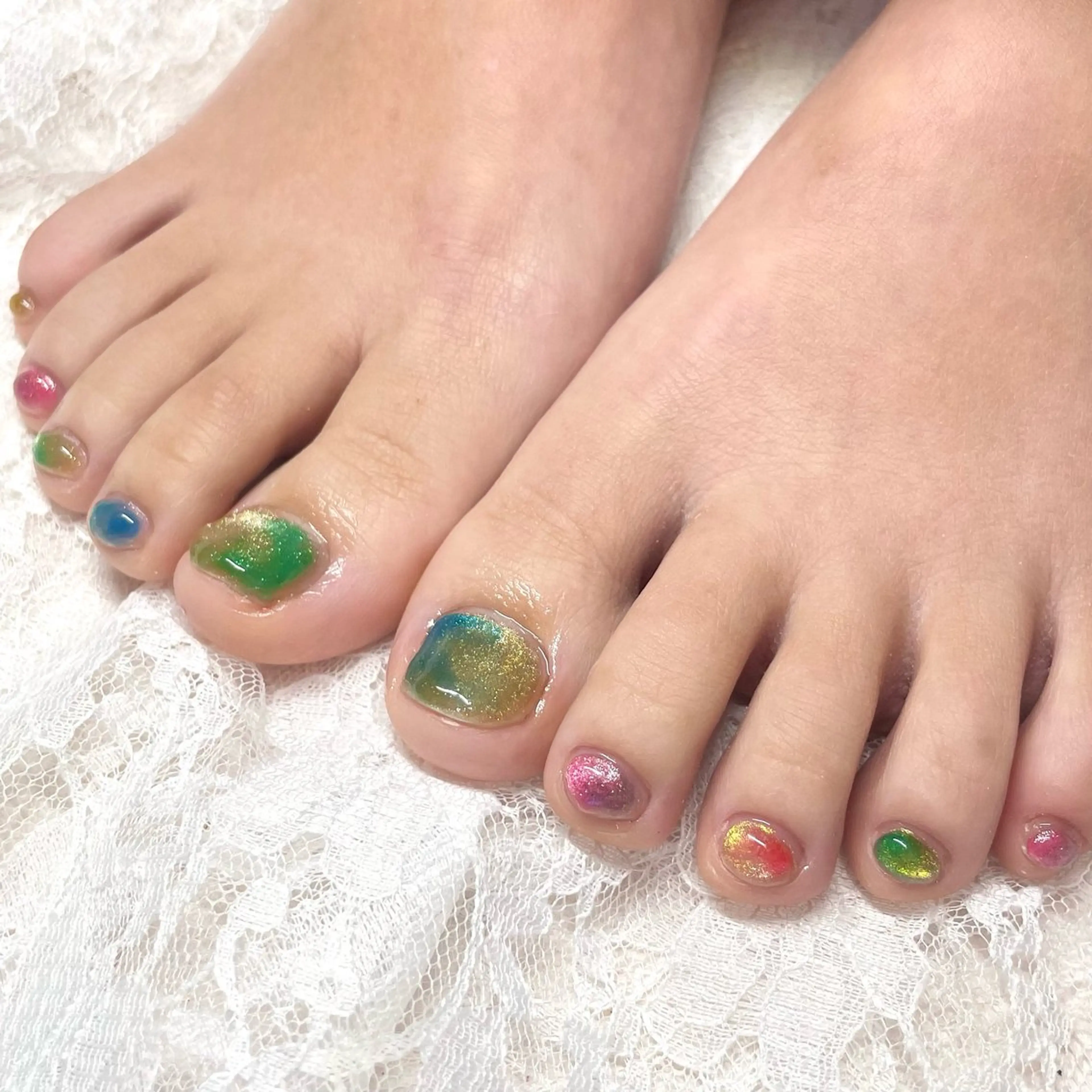 ネイル ジェルネイル マグネットネイル フットネイル Nail ヌシん家 AKANEのネイルデザイン