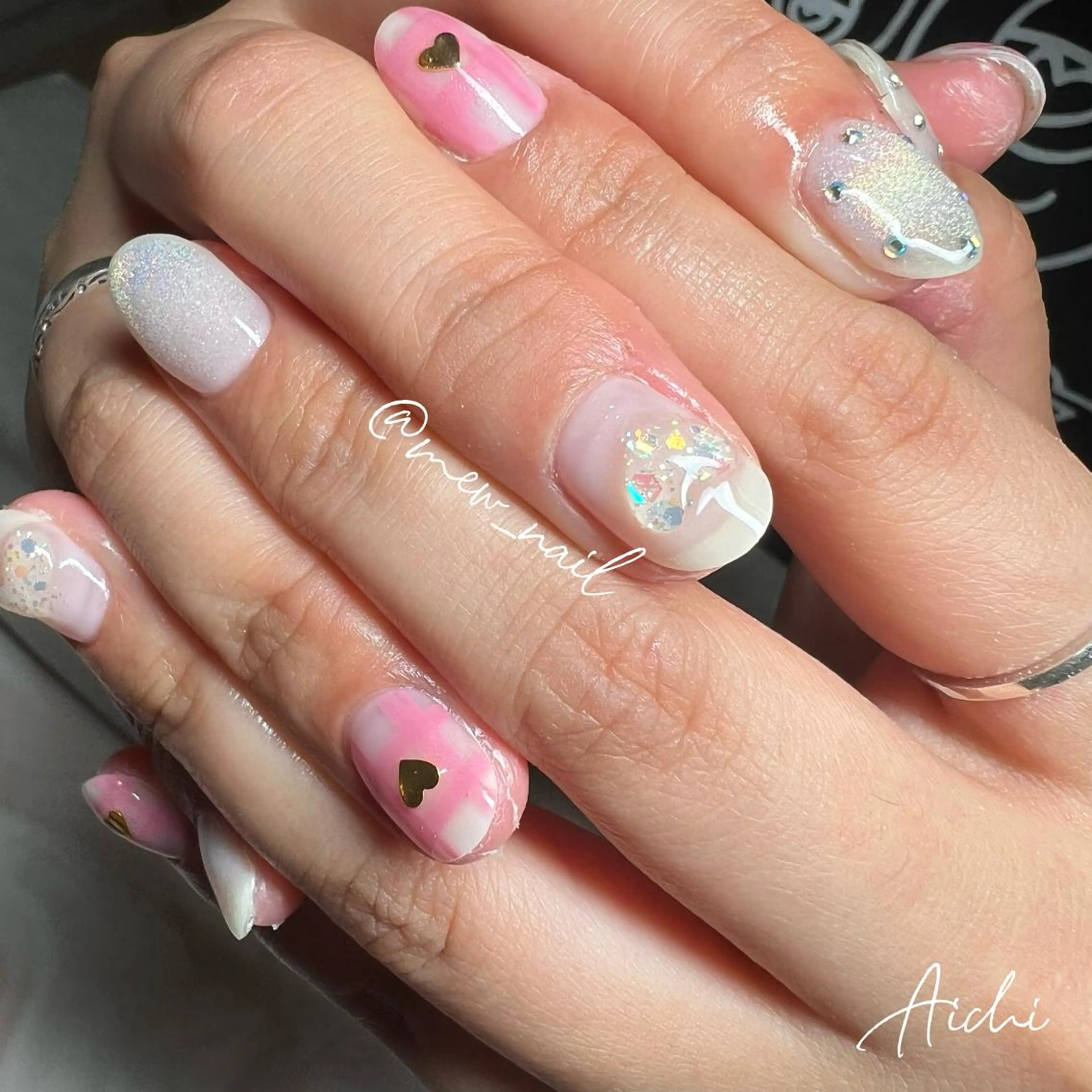 ネイル マグネットネイル ピンク miyu ☺︎のネイルデザイン
