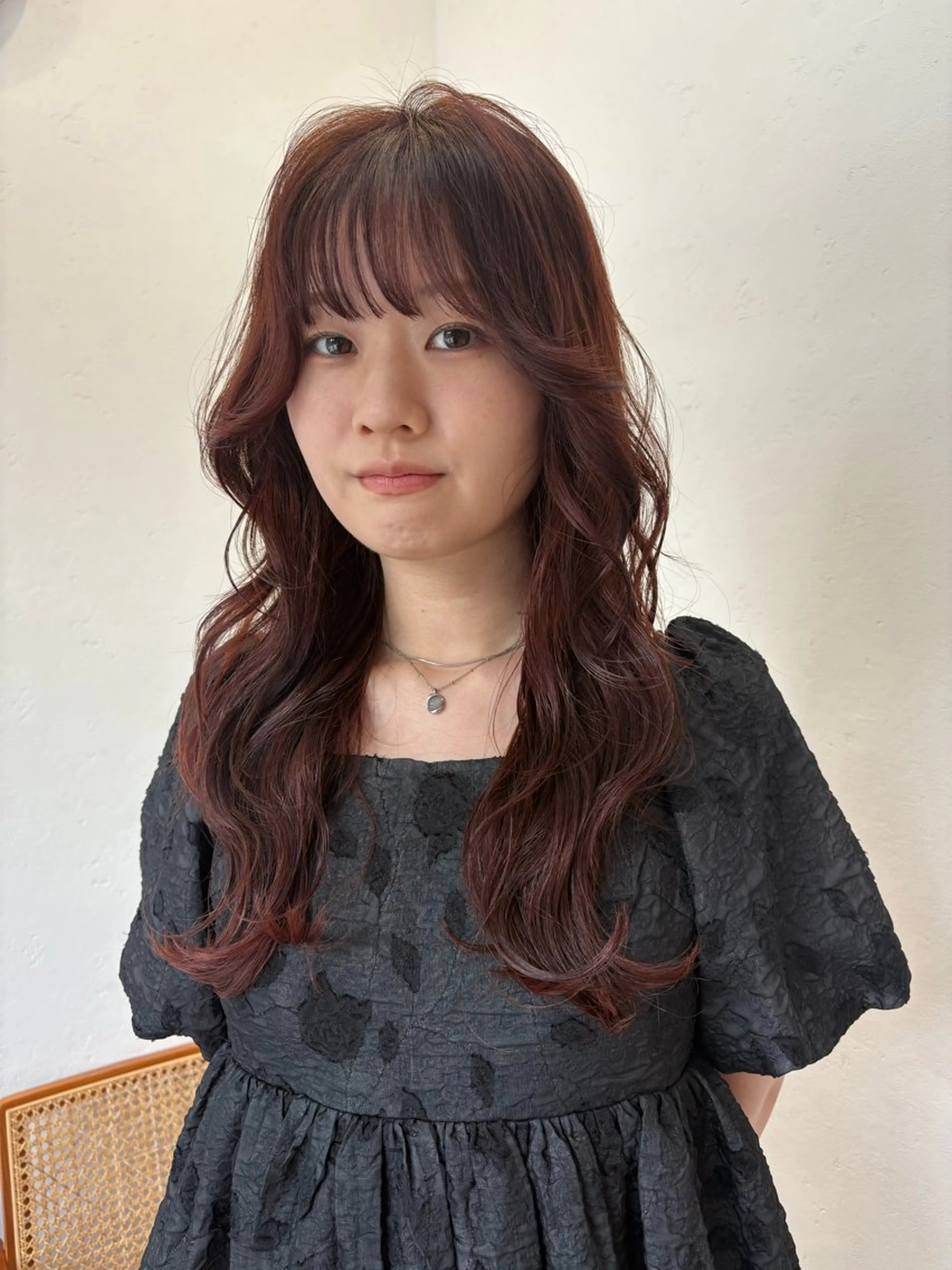 ロング ピンクブラウン カット ヘアカラー トリートメント ひなた 艶カラー/渋谷のヘアスタイル