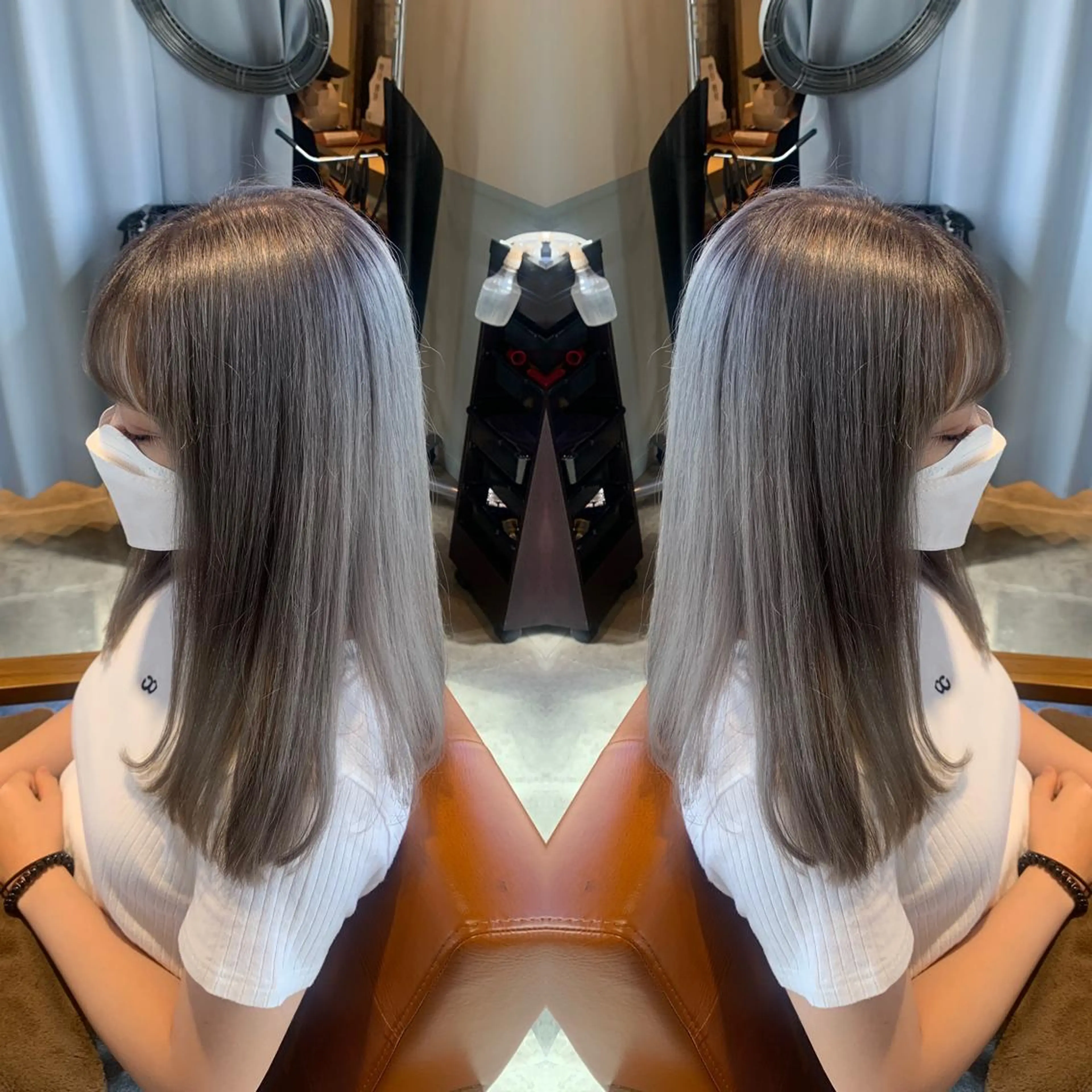 セミロング カラー シルバー 外国人風カラー 韓国🇰🇷 ✂︎hair 内田愛のヘアスタイル