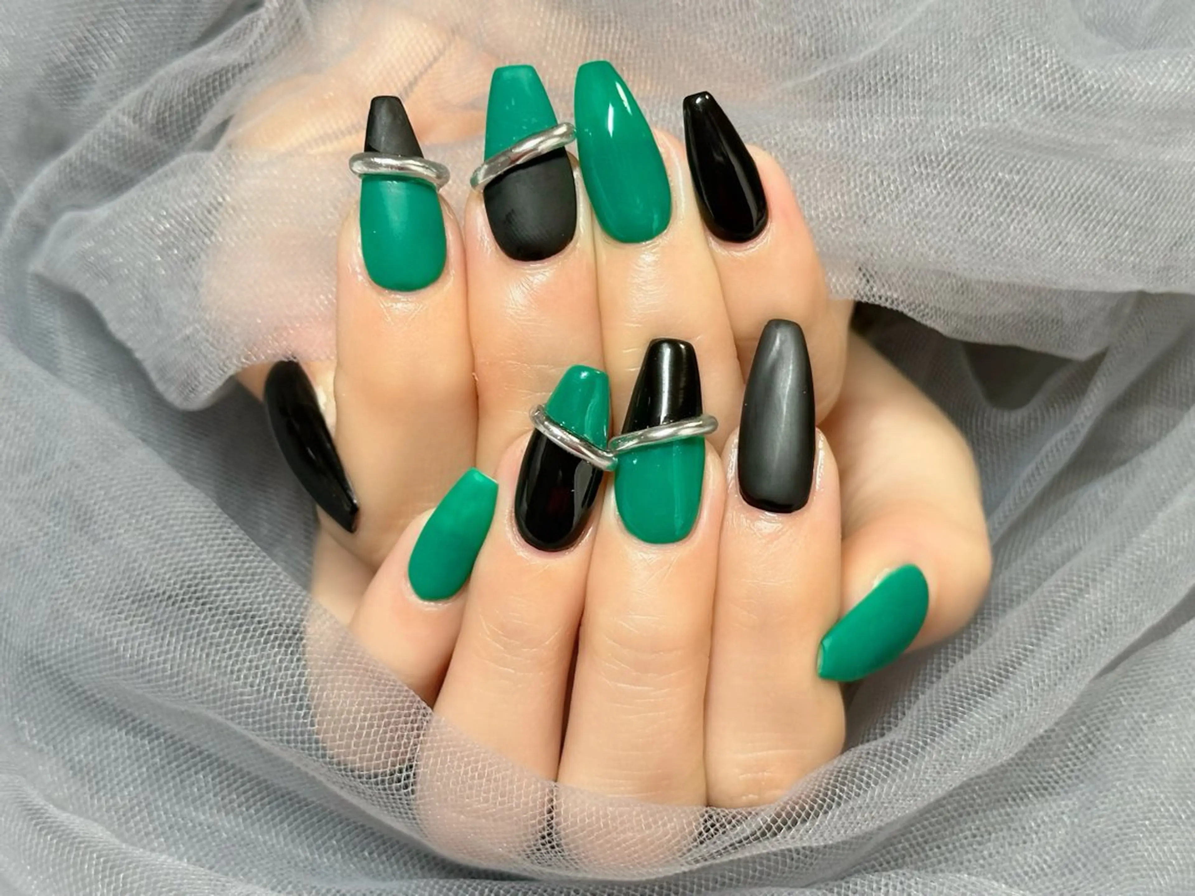 ネイル グリーン ハンドネイル KURELLY所属・Nail Salon KURELLYのネイルデザイン