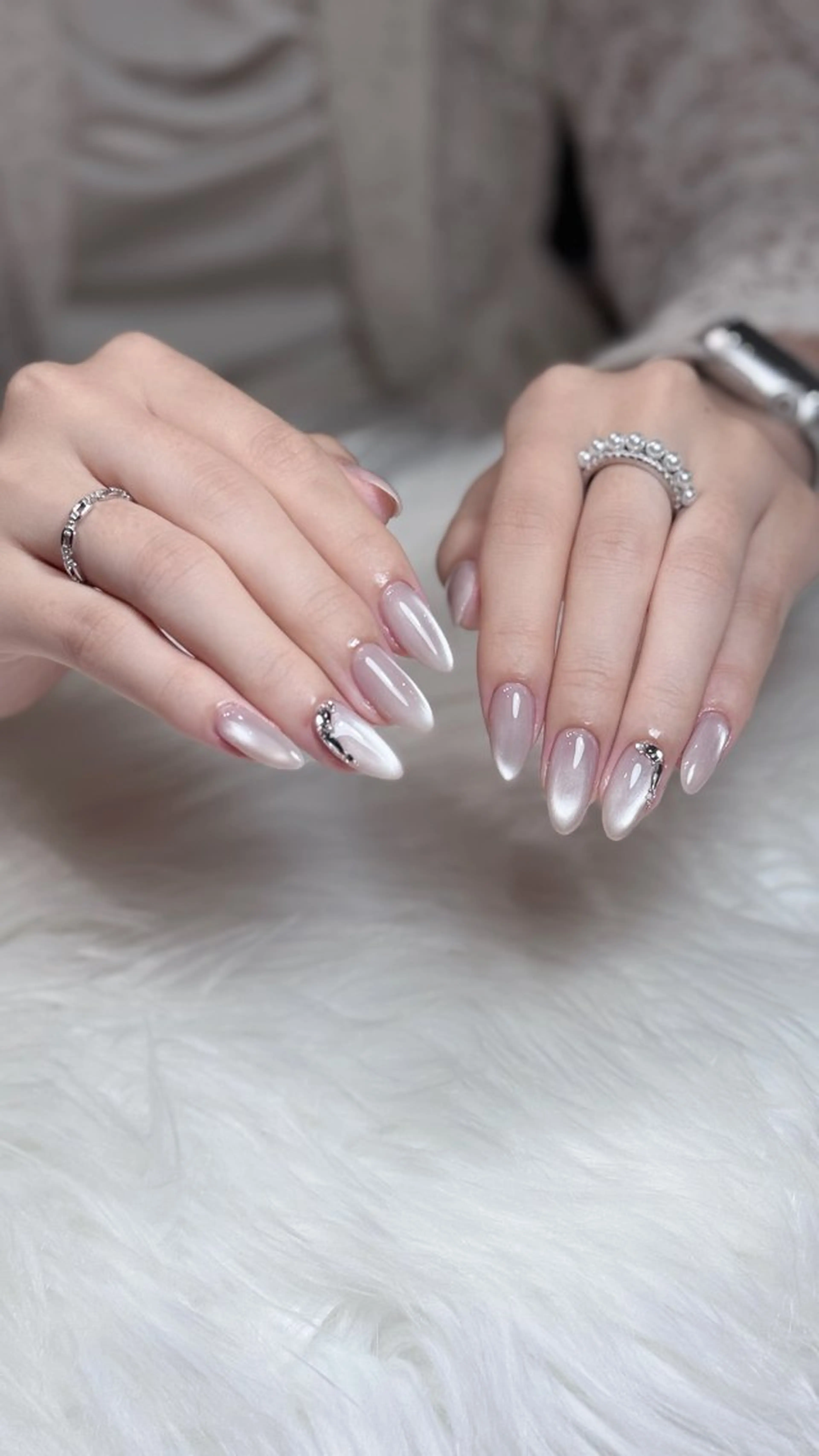 ネイル アートネイル オーロラネイル ジェルネイル 韓国ネイル ロングネイル ハンドネイル Nichi Nailsのネイルデザイン