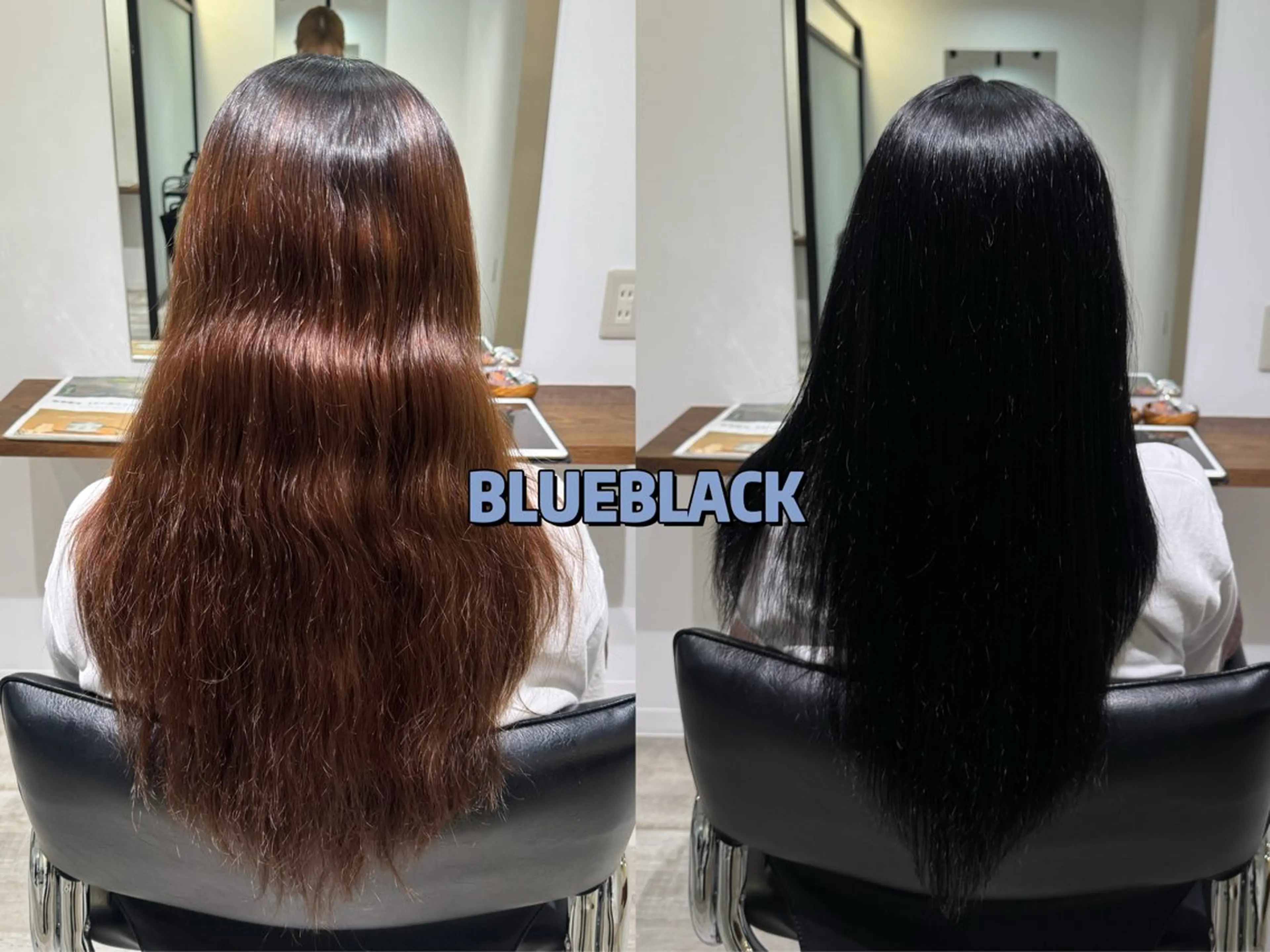カラー 黒髪 ブリーチ ブルーカラー ブルーブラック ヘアカラー diar平塚所属・飯野 ゆめかのヘアスタイル