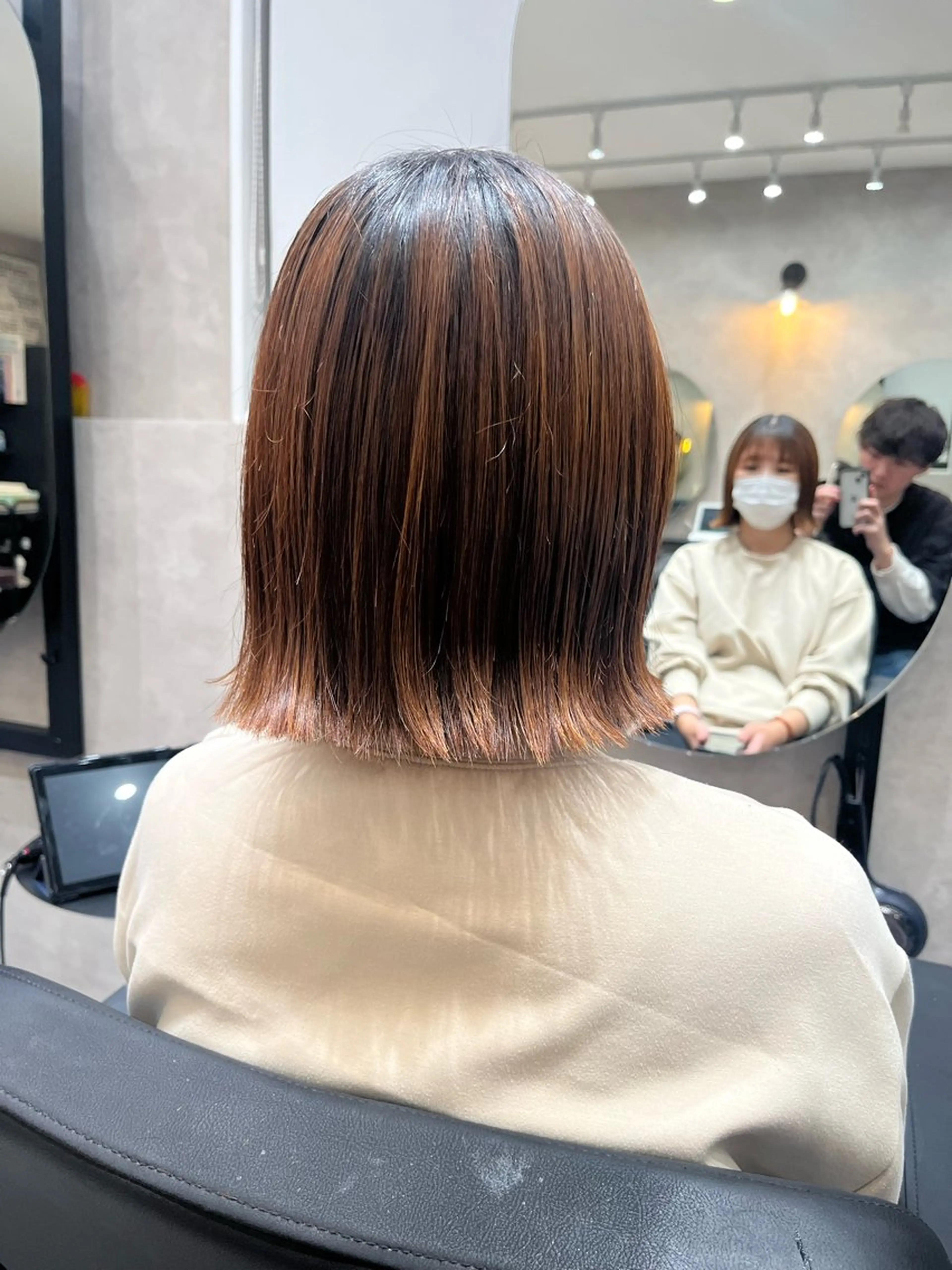 ミディアム カット ヘアカラー トリートメント 森本峻介 ボブ/透明感カラーのヘアスタイル