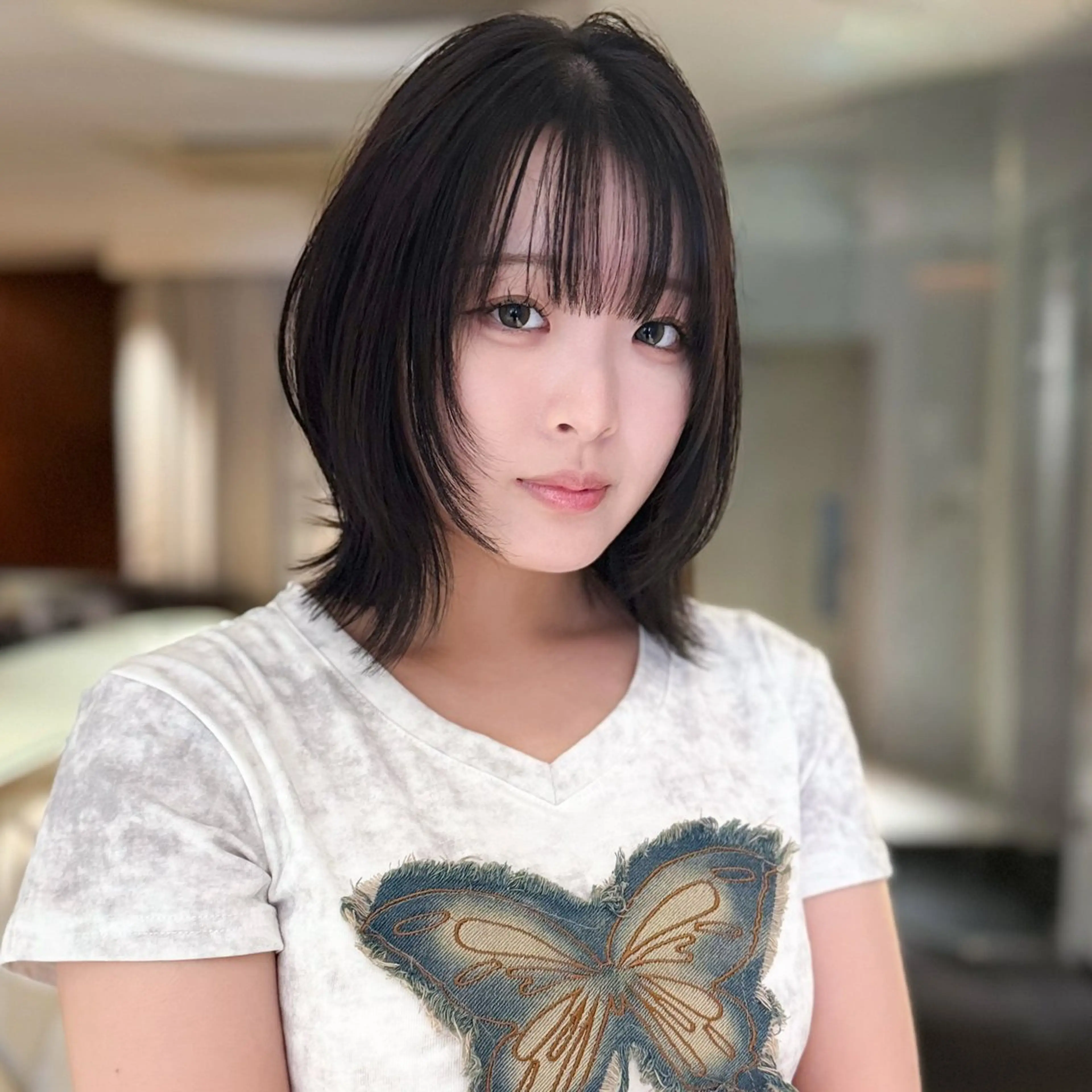 ショート ボブレイヤー ボブ くびれヘア レイヤーカット モデル募集/山田蓮/ レイヤーボブのヘアスタイル