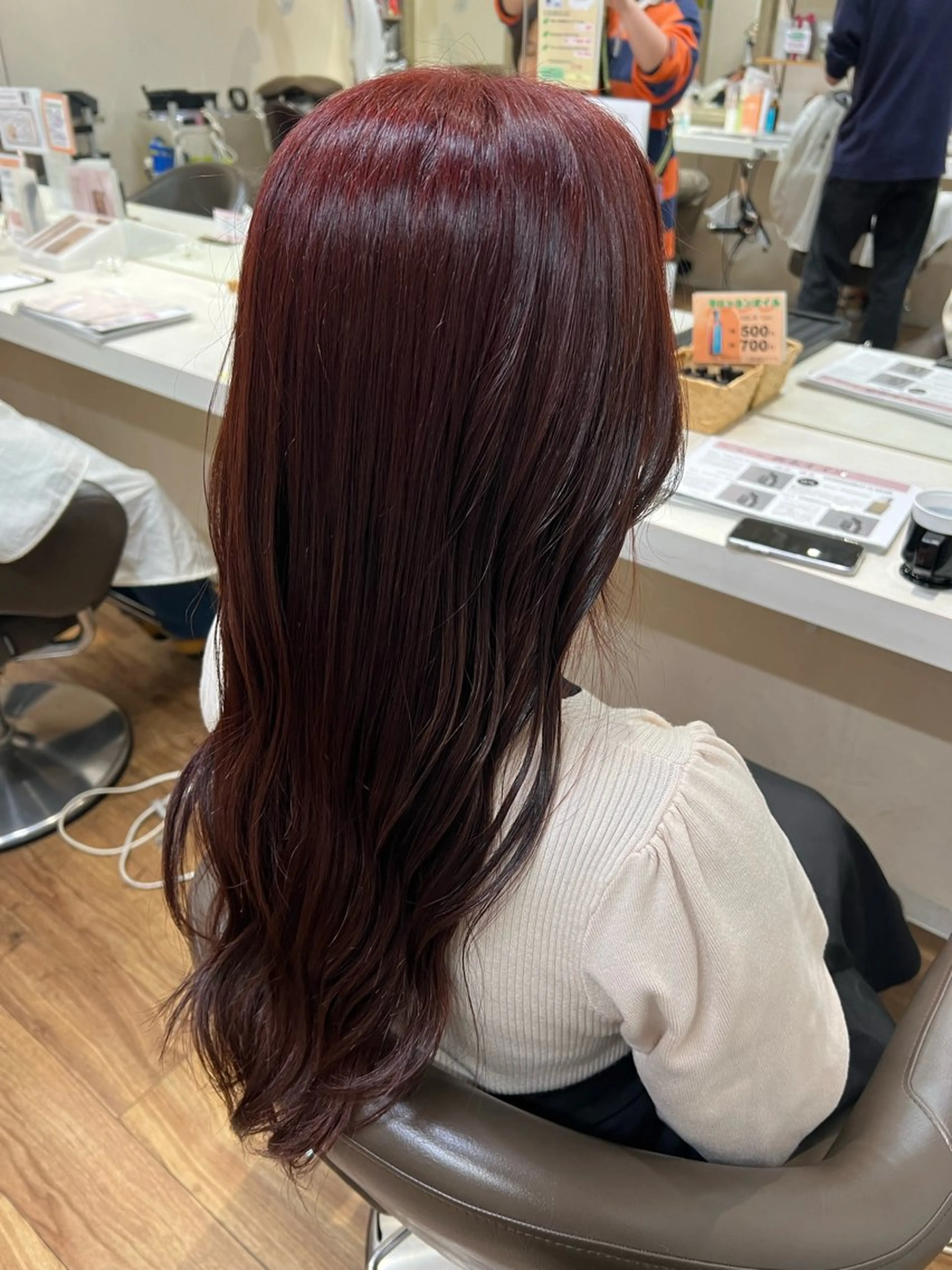 ロング カラー ヘアカラー 朝が楽になる艶髪縮毛 ✨中稲明梨のヘアスタイル