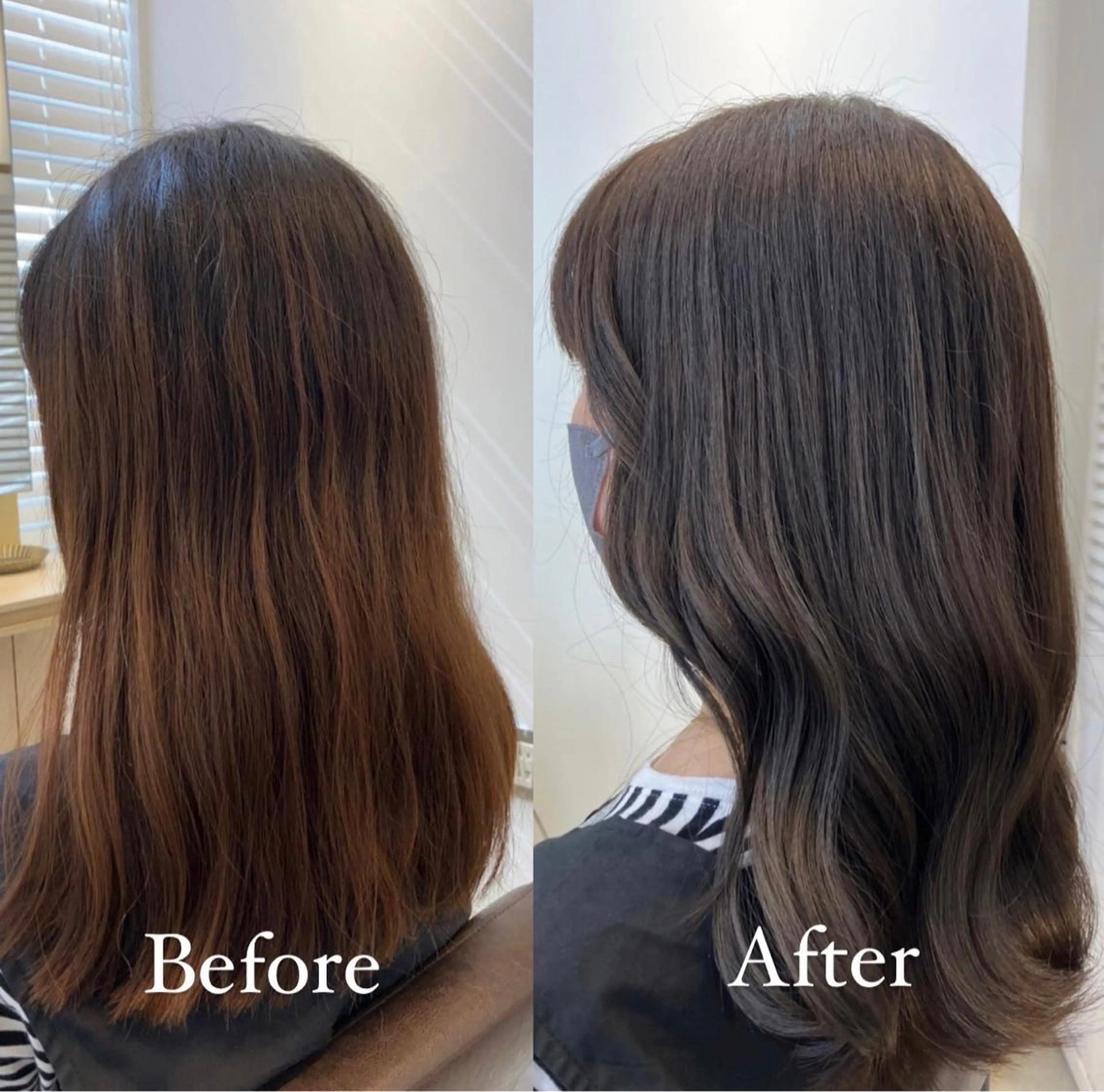ミディアム カラー アッシュ オリーブアッシュ カット ヘアカラー トリートメント 寺崎 琴音のヘアスタイル