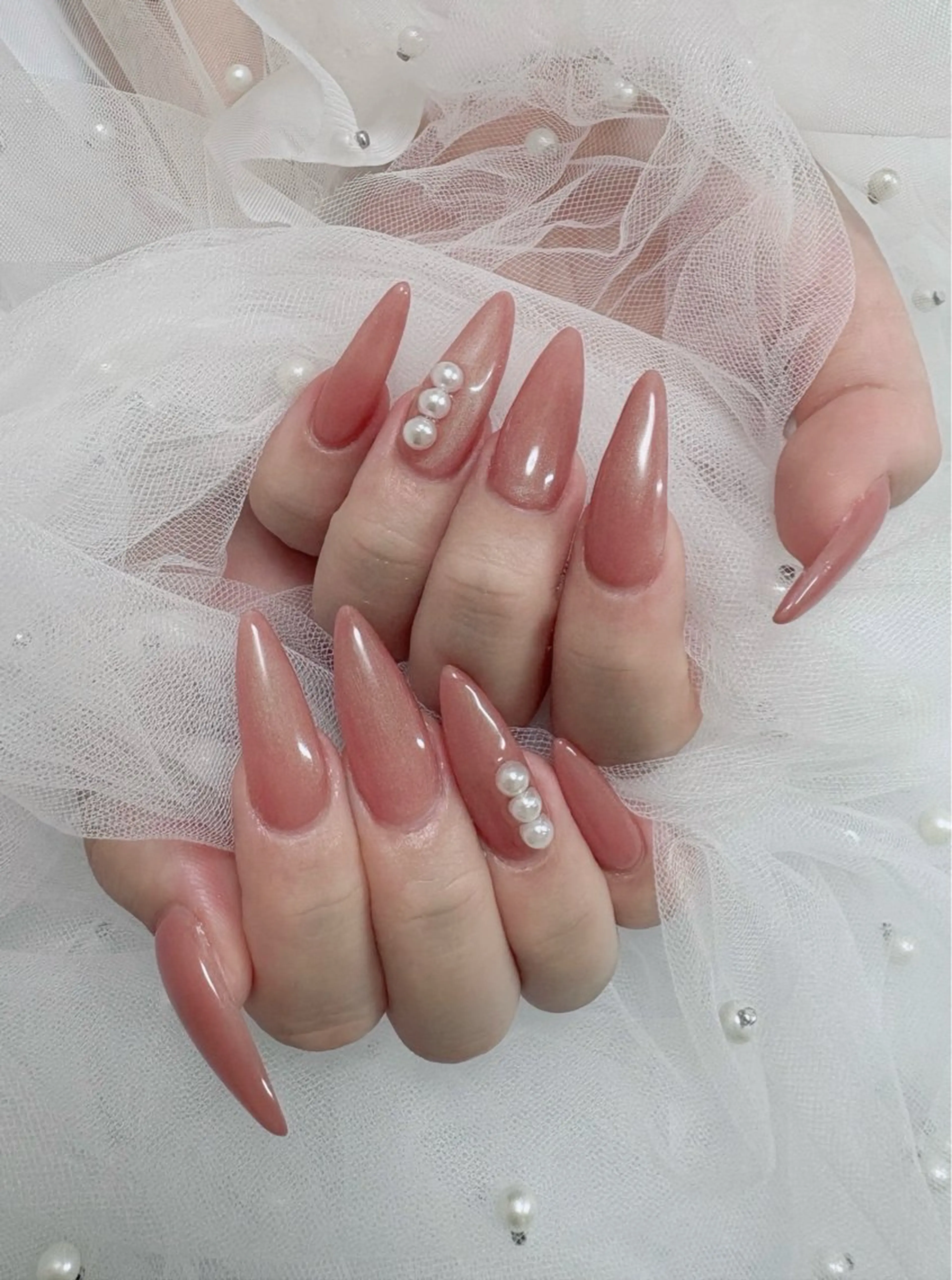 ネイル 長さ出し ワンカラーネイル ストーンネイル Li beau nailのネイルデザイン