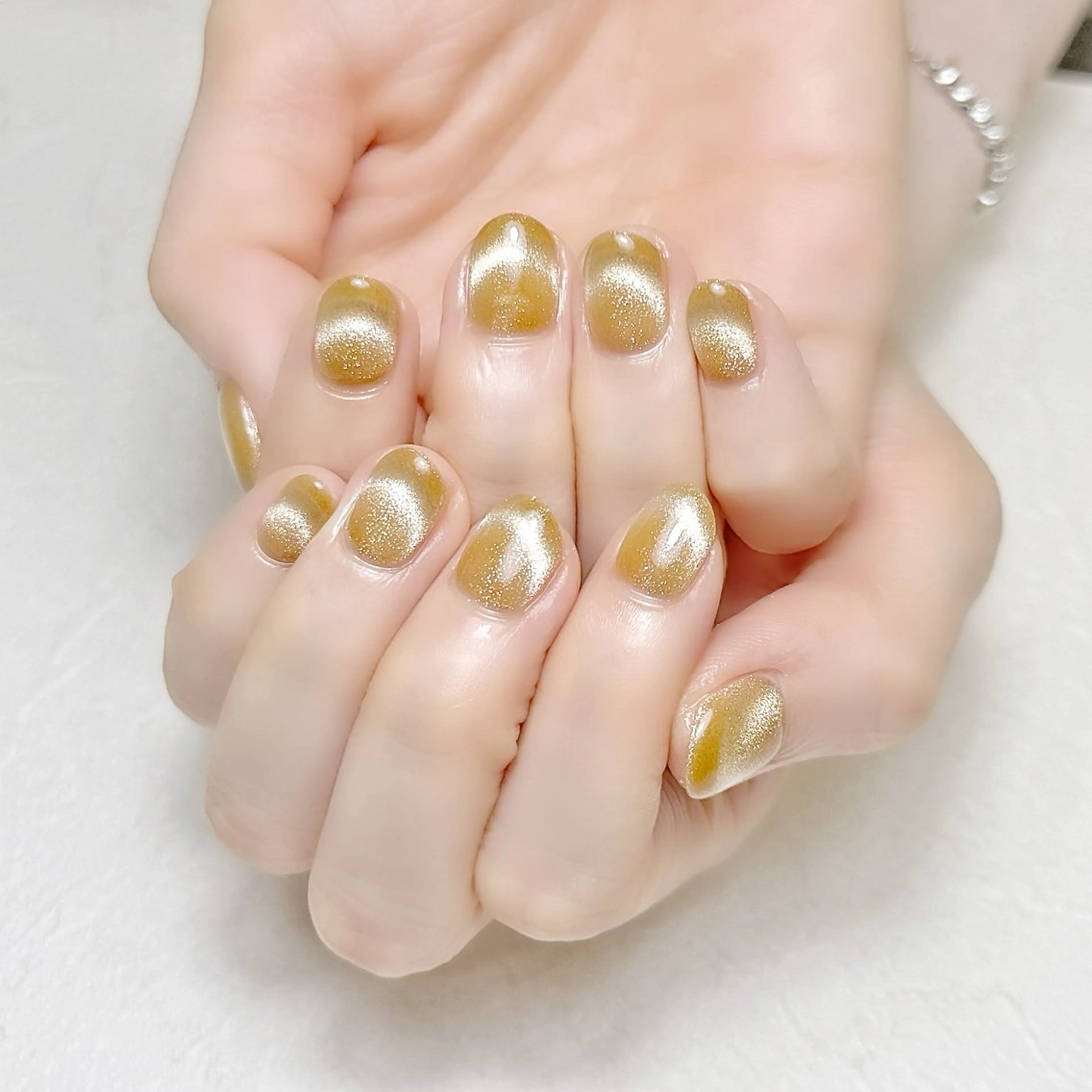 ネイル フレンチネイル マグネットネイル マグネットフレンチ オフィスネイル オレンジ rouse nail RISATOのネイルデザイン
