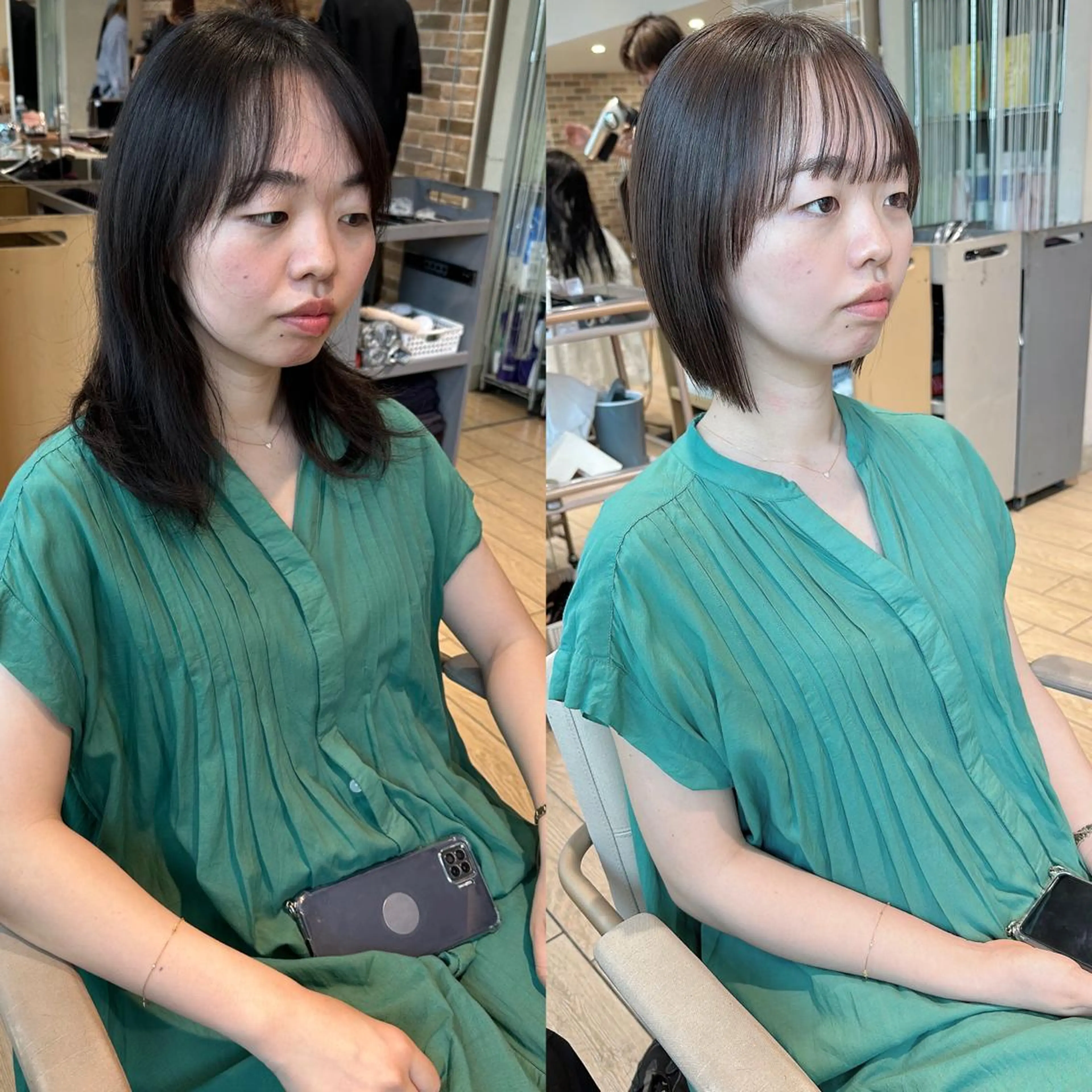 ミディアム 切りっぱなしボブ ショートボブ ボブ くびれヘア タンバルモリ カット ヘアカラー トリートメント 市原 大翼のヘアスタイル
